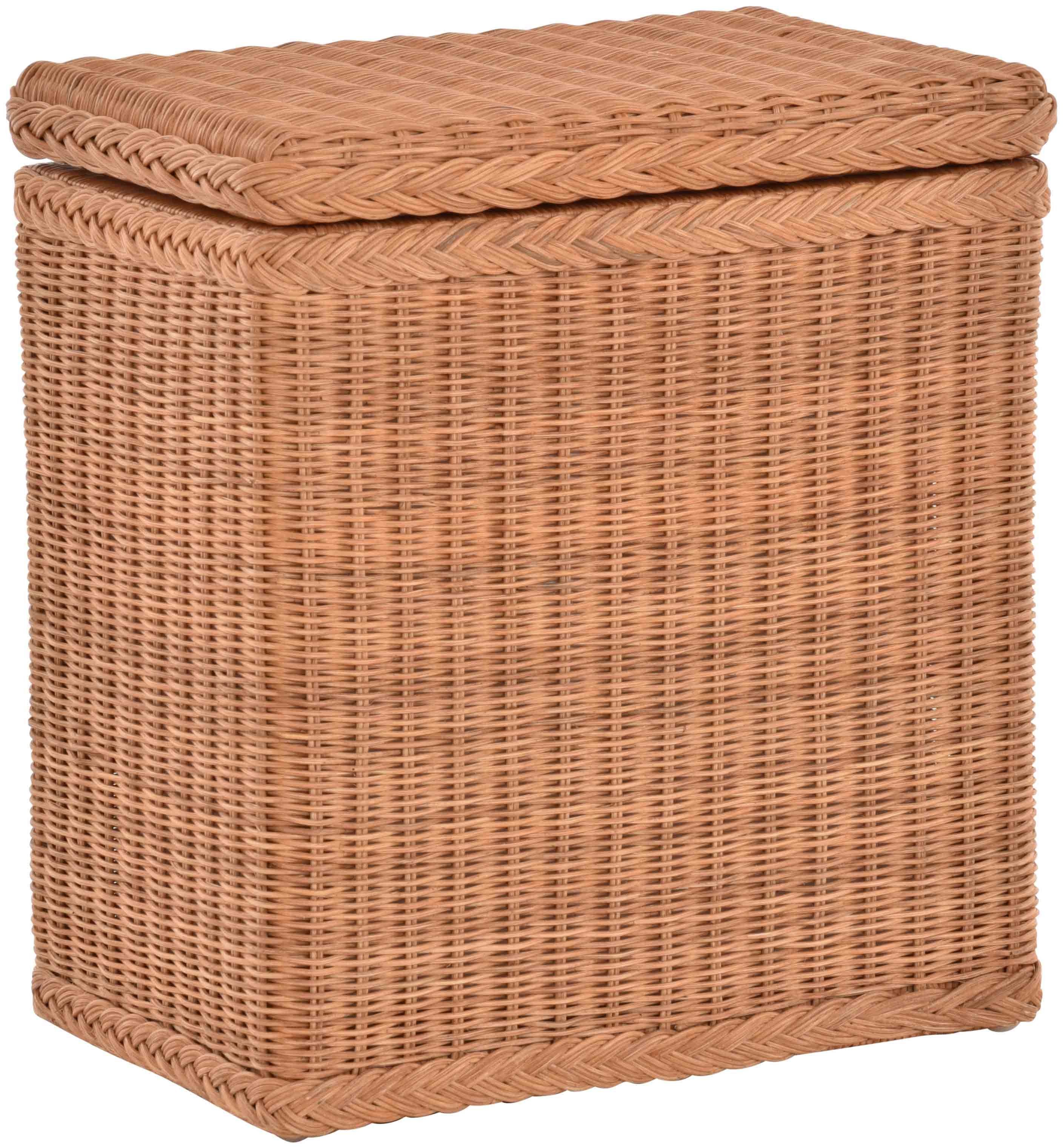 Krines Home Wäschekorb Rattan Wäschebox mit Deckel Wäschetruhe Wäschekorb Wäschesammler, mit Inlett Korb zur Aufbewahrung Terracotta