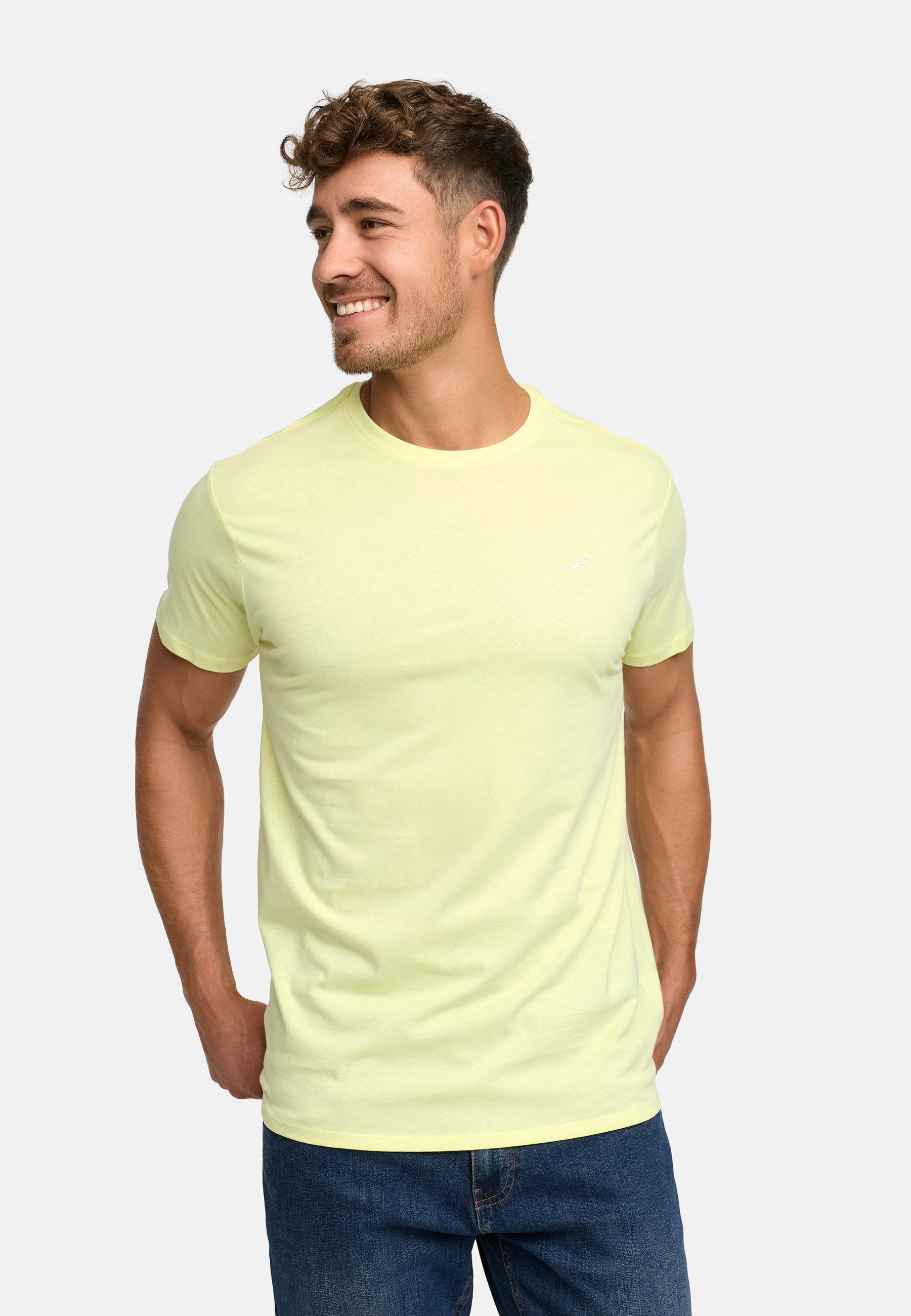 Indicode T-Shirt Herren Kloge Shirt Tee Herrenshirt mit dezentem Label-Detail auf der Brust