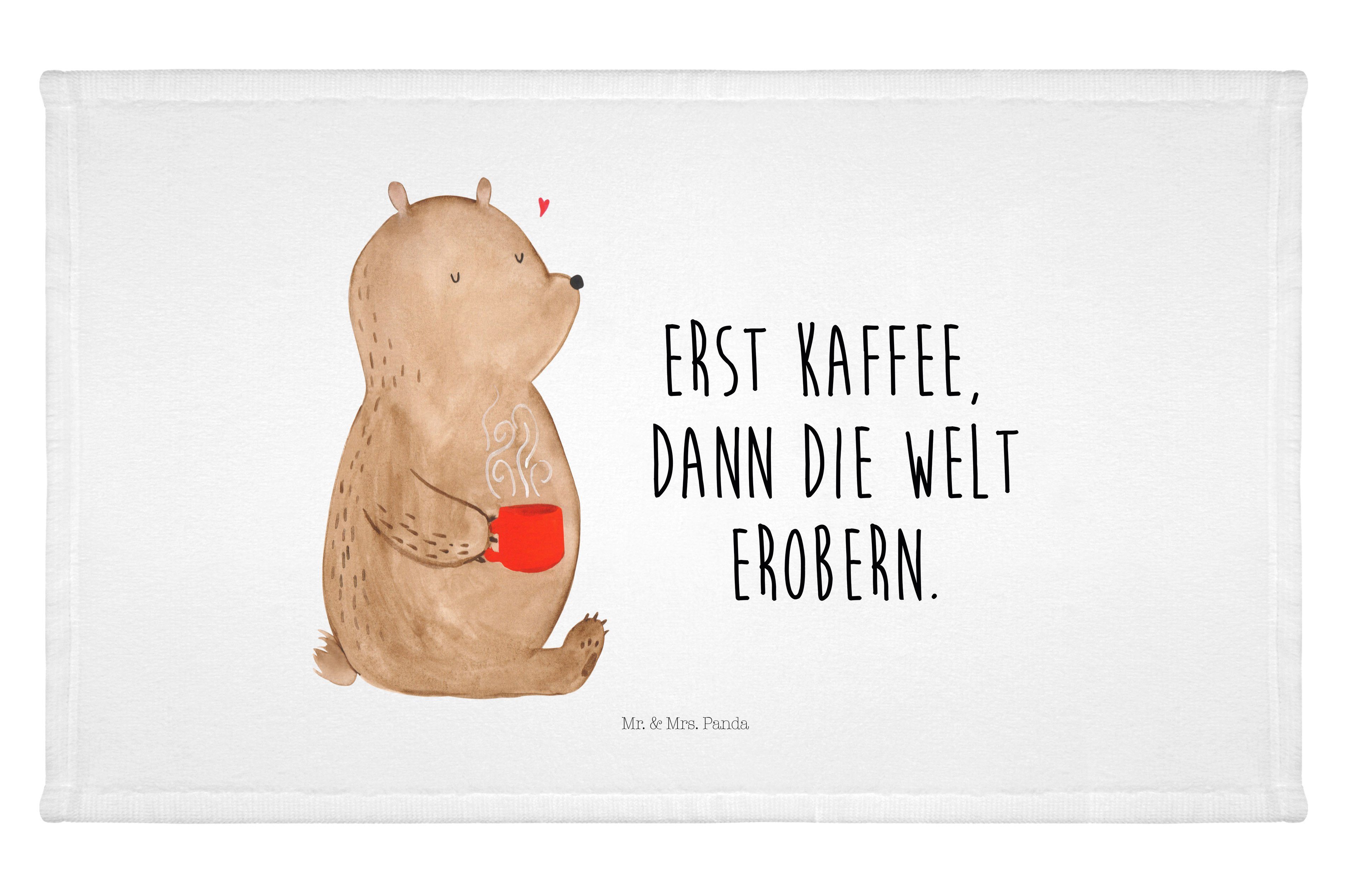 Mr. & Mrs. Panda Handtuch Bär Kaffee - Weiß - Geschenk, Motivation, Morgenroutine, Frottier, gu, (1-St)
