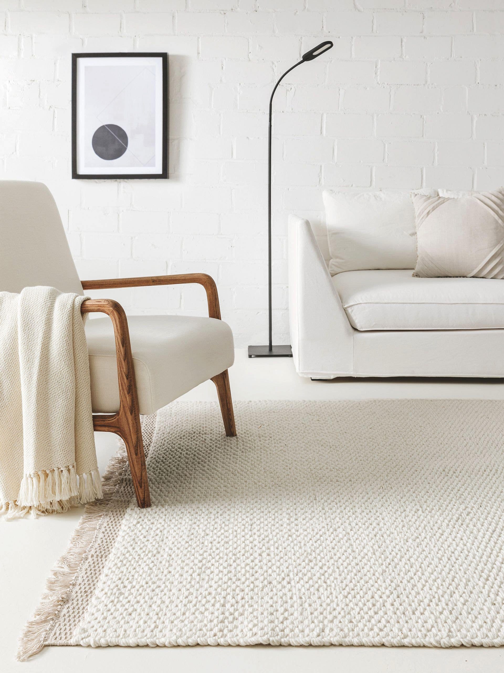 benuta Wollteppich Lana, rechteckig, Höhe: 5 mm, Wolle, handgewebt, Uni, Hy günstig online kaufen