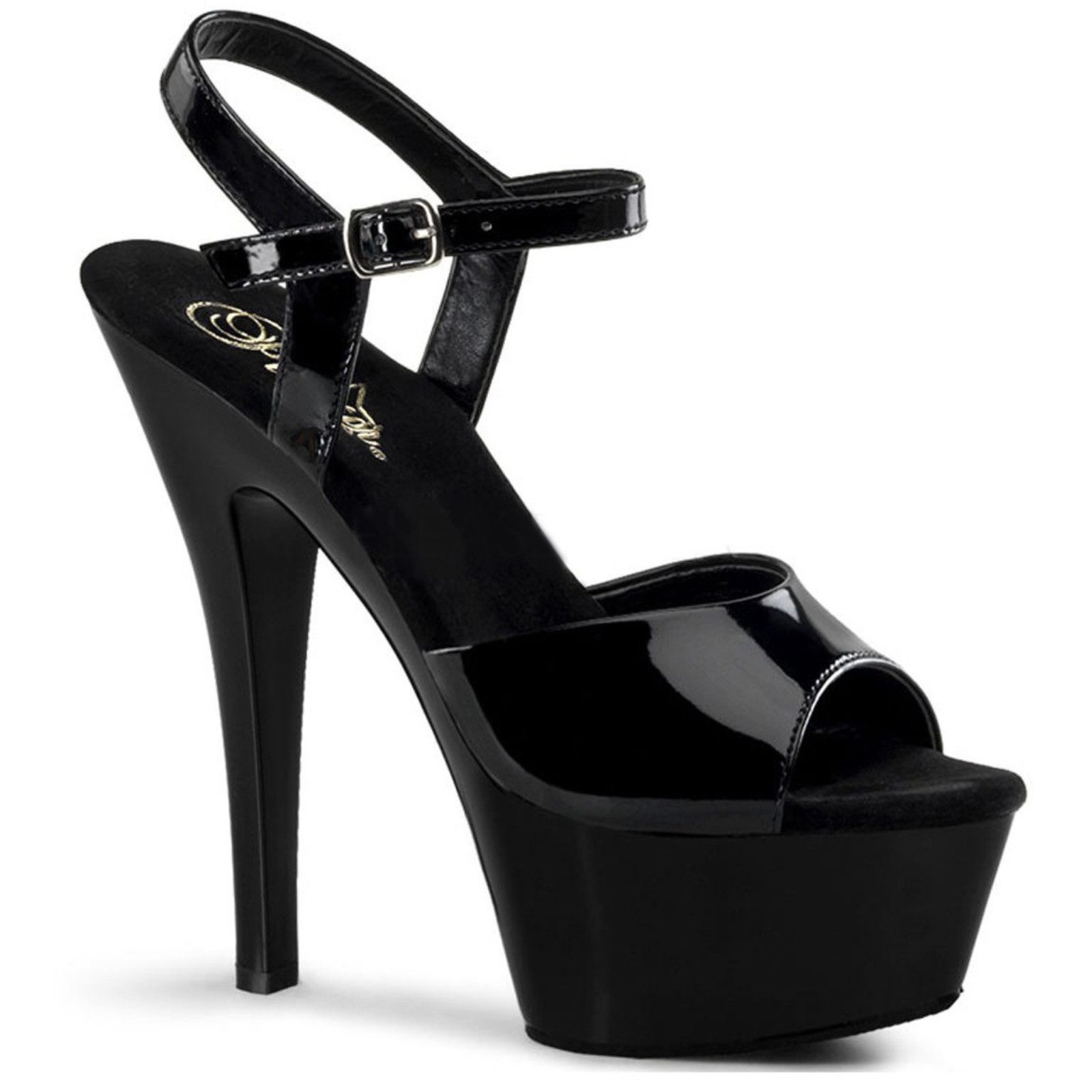 Lovelyness - High Heels Plateau Schuhe - Lack Schwarz mit 15cm Absatz High-Heel-Sandalette