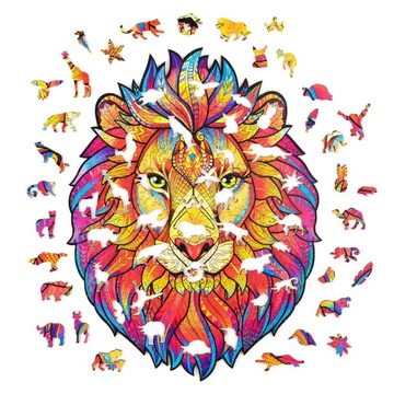 Unidragon Puzzle 327-tlg. Holzpuzzle Mysterious Lion King Size 31x40 cm, Puzzleteile