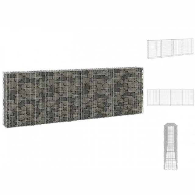 vidaXL Gartentor Gabionenwand mit Abdeckung Verzinkter Stahl 300x30x100 cm Sichtschutz