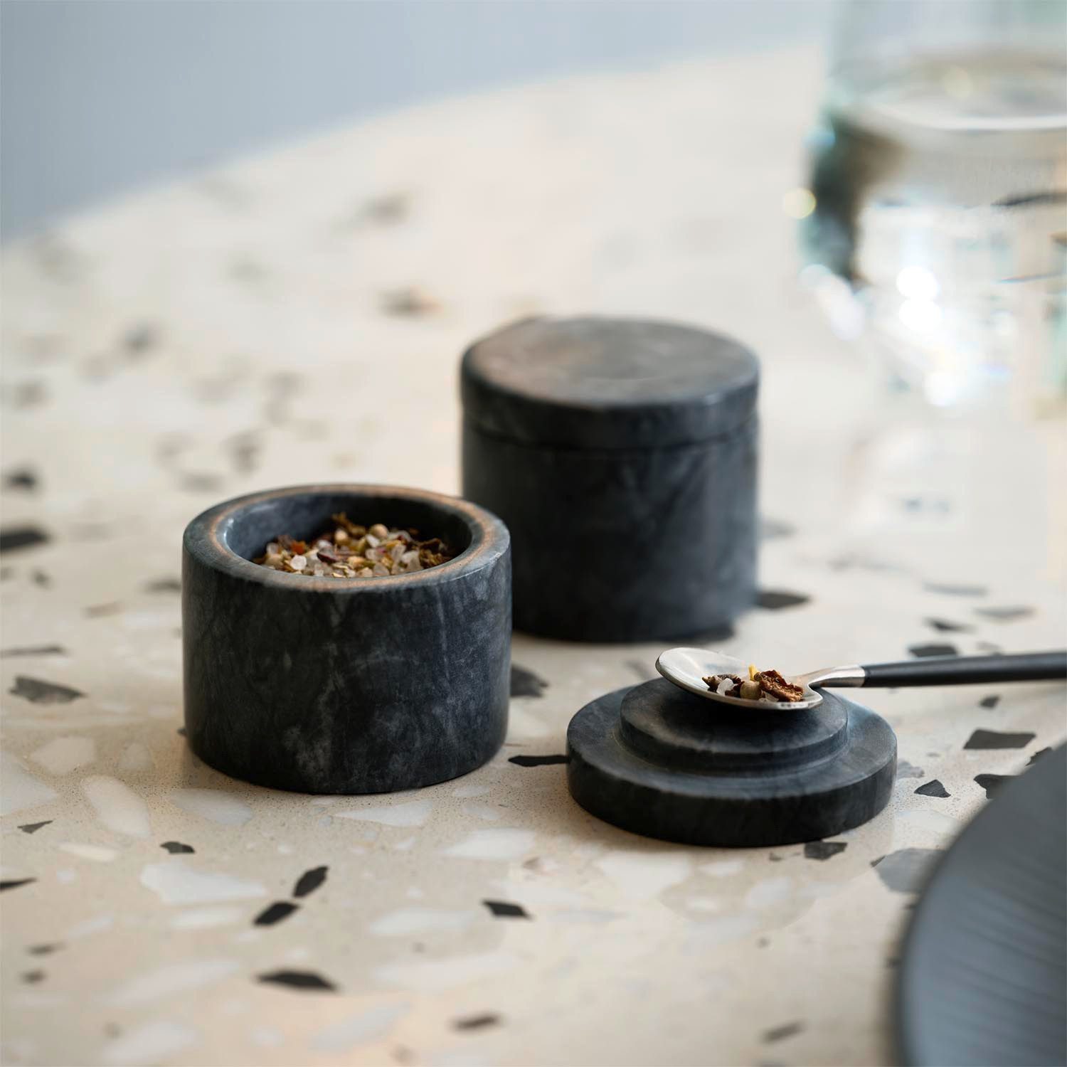 APS Gewürzbehälter Marmordosen für Gewürze, 2er-Set, Ø 6 cm, Höhe 5 cm, 40m günstig online kaufen