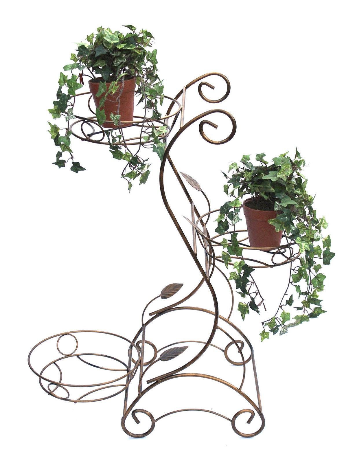 DanDiBo Blumenständer Blumentreppe Metall 75 cm Blumenständer mit 3 Ablagen 10-0074 Blumenregal Blumensäule Pflanzensäule Pflanzenständer Blumenhocker