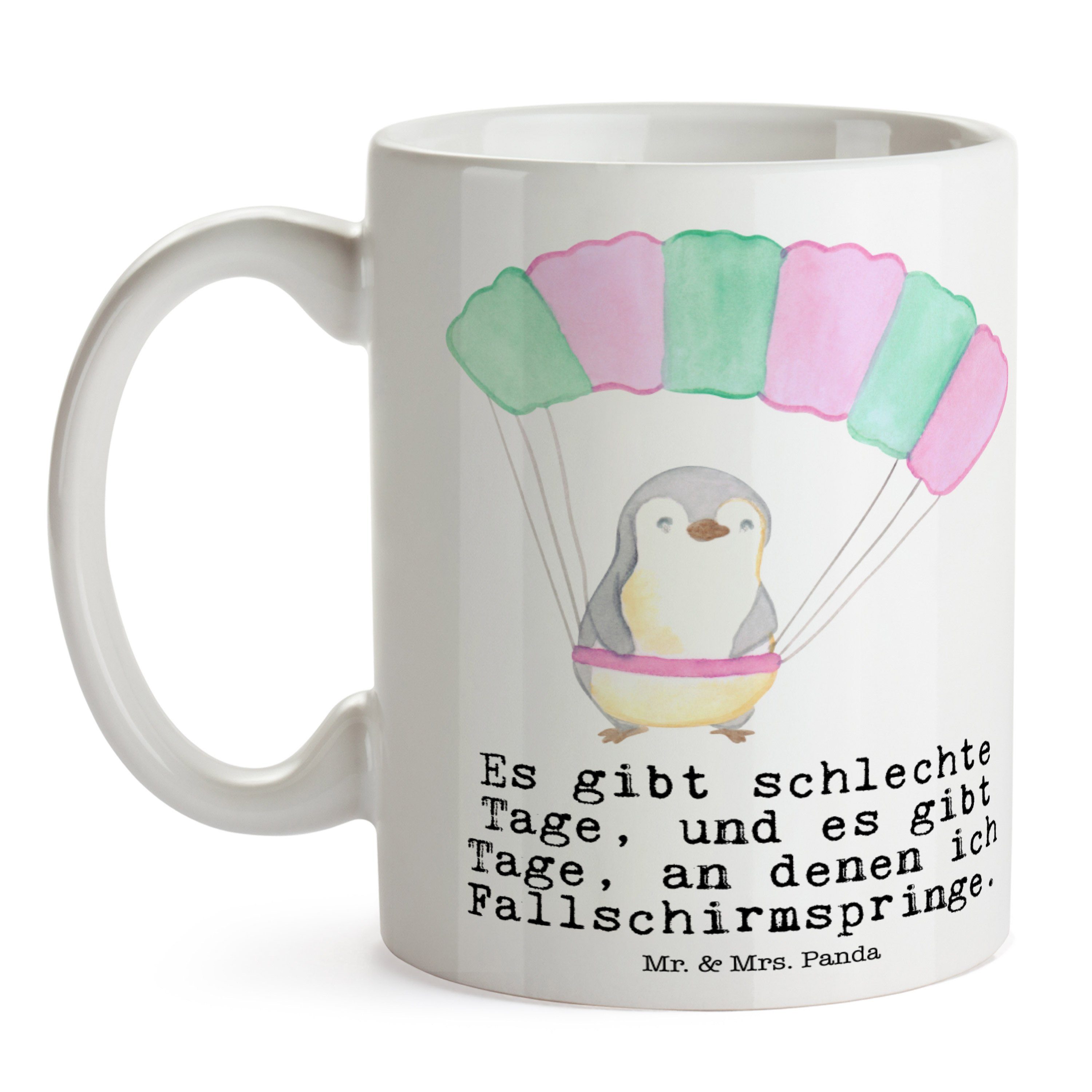 Fallschirm Panda Keramik Kaffeebecher, - Tasse springen Mr. Mrs. - Spo, & Pinguin Geschenk, Weiß Tage