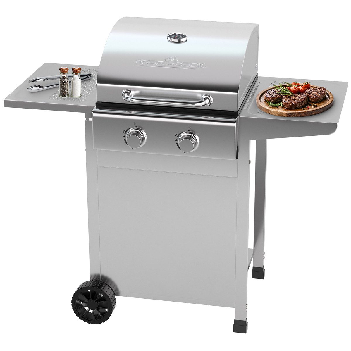 ProfiCook Gasgrill PC-GG 1309, Gasgrill bis zu 350°C, Grillroste aus Gusseisen