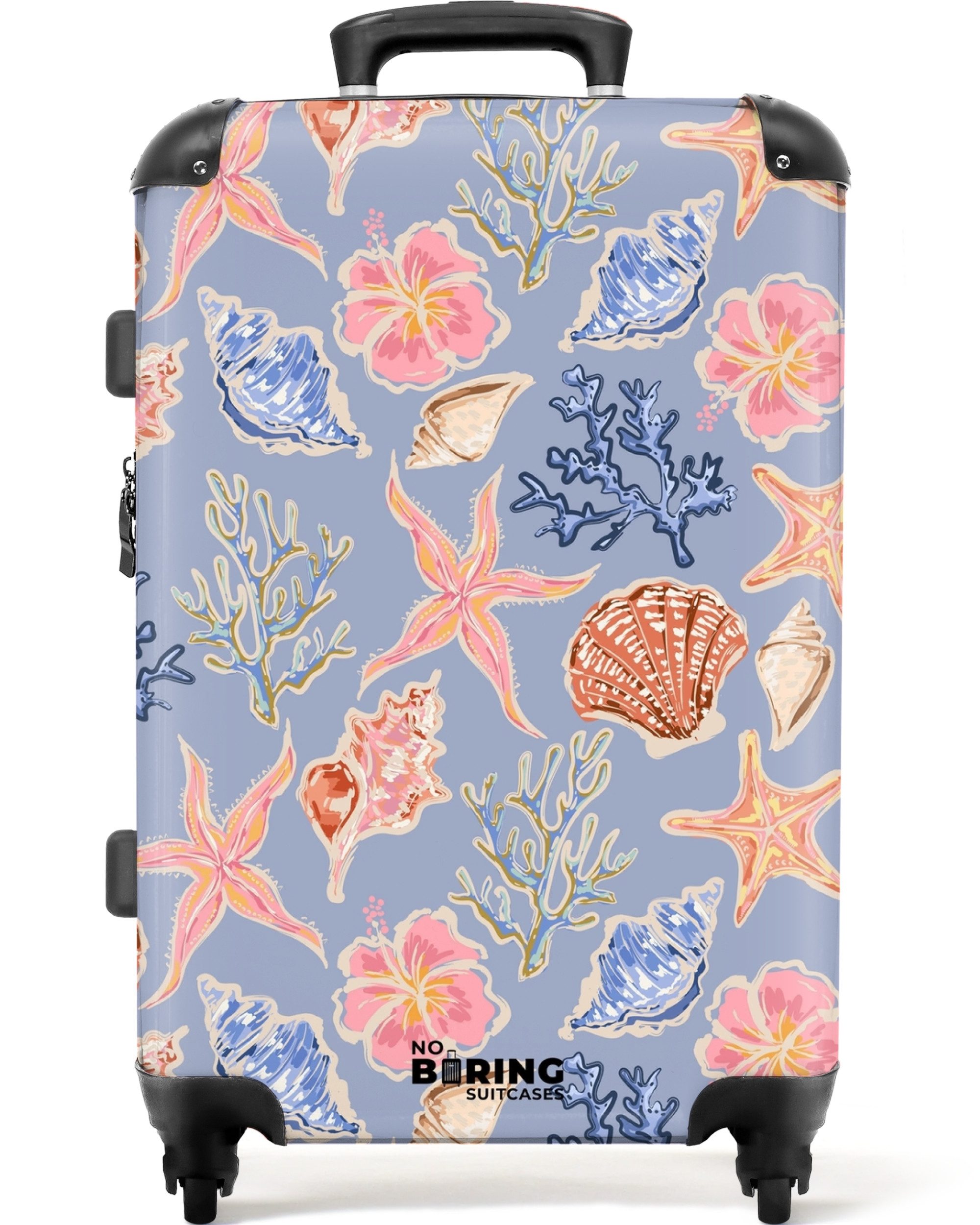 NoBoringSuitcases.com© Hartschalen-Trolley mit leuchtende Räder - Blaues Mu günstig online kaufen