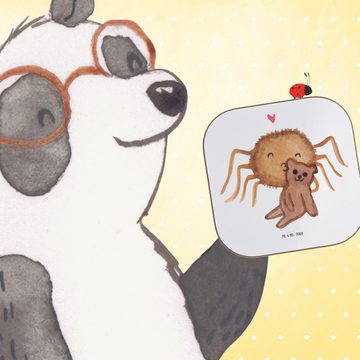 Mr. & Mrs. Panda Getränkeuntersetzer Spinne Agathe Teddy - Weiß - Geschenk, Miteinander, Bierdeckel, Unter, 1-tlg., Handgezeichnete Motive
