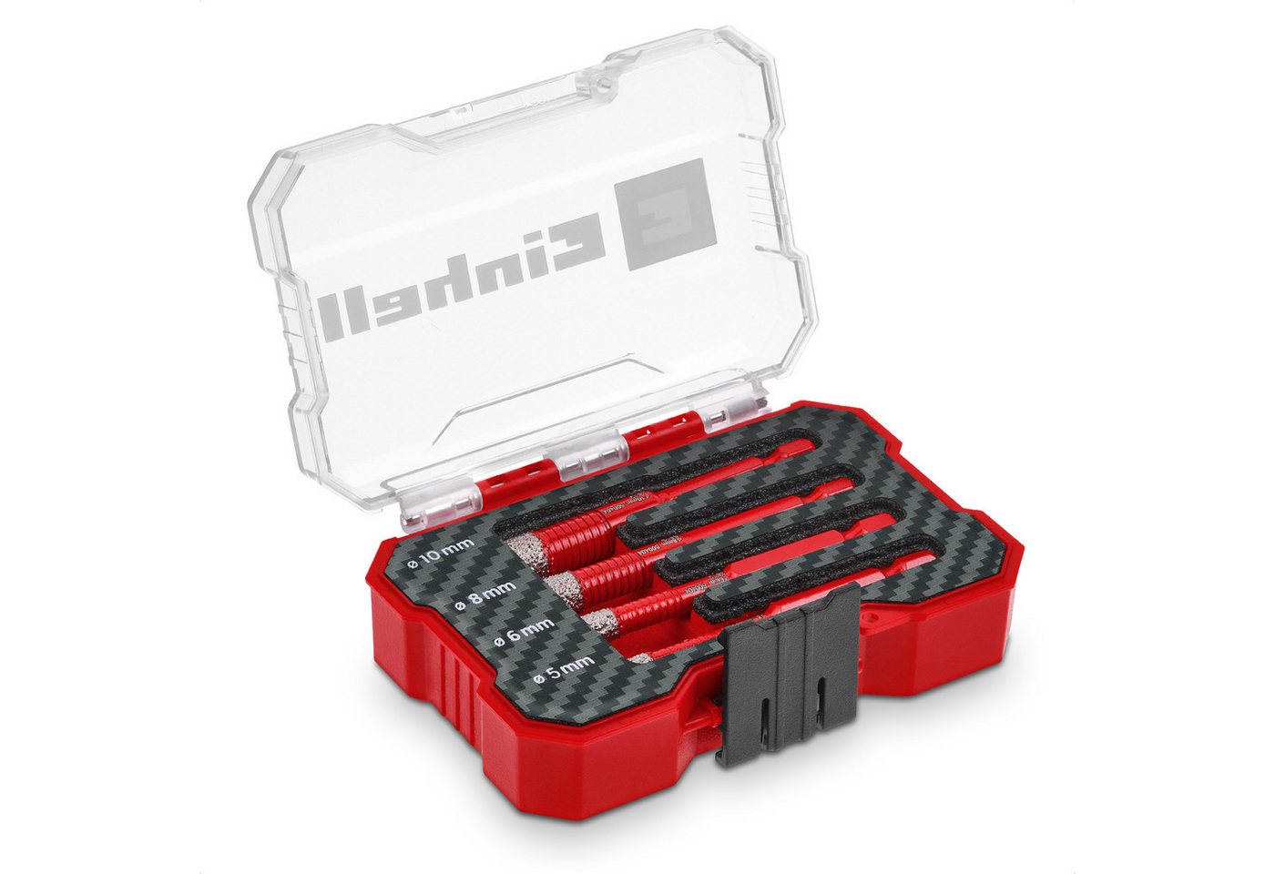 Einhell Bohrer- und Bit-Set Original Einhell XS-CASE 4-tlg. Diamant-Fliesenbohrer-Set (Trockenschn, (4x Fliesenbohrer (5 / 6 / 8 / 10 mm), 1x Aufbewahrungsbox (10,8 x 7,5 x 3,5 cm), 4-tlg), XS-CASE 4-tlg. Diamant-Fliesenbohrer-Set (Trockenschnitt, 7-mm-Di