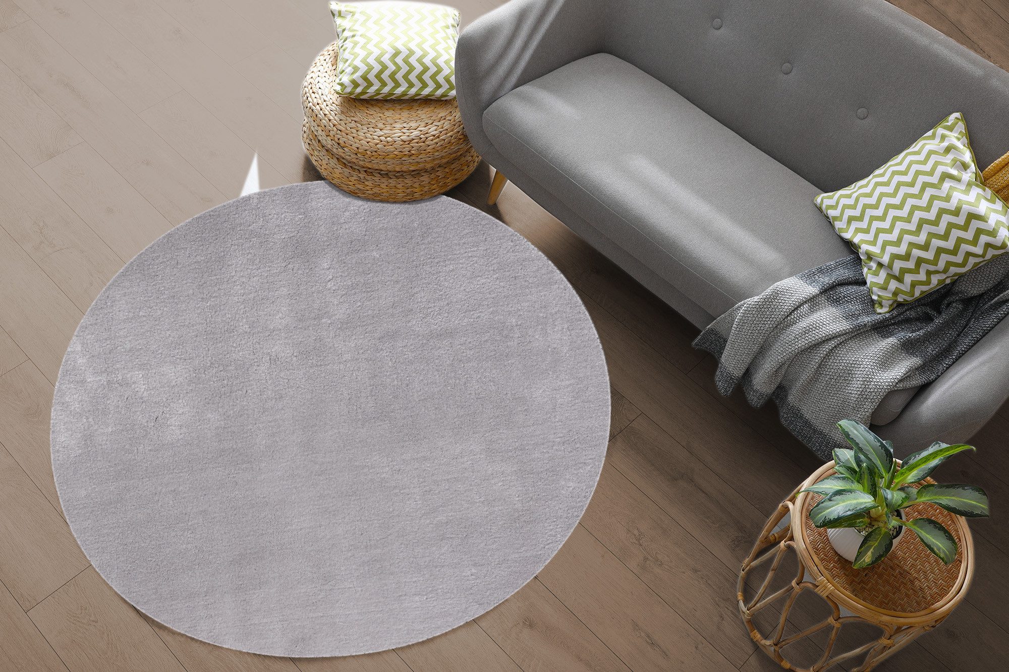 the carpet Teppich kuschelig & Super Soft, Anti-Rutsch Unterseite, rund, Höhe: 16 mm, Waschbar bis 30 Grad, Felloptik, Wohnzimmer Teppich, Kundenliebling