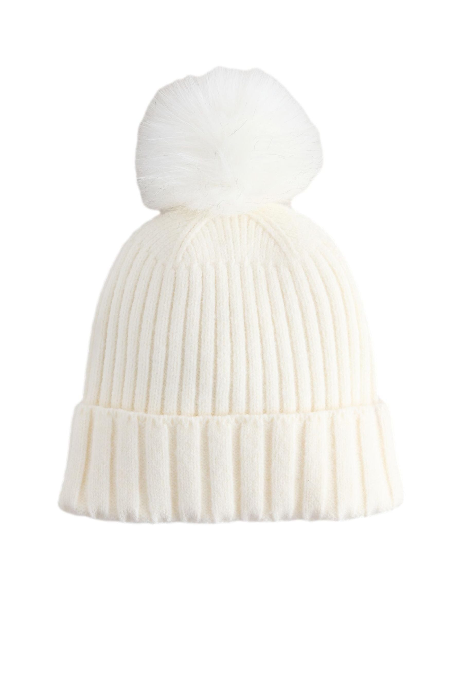 Bommelmütze Gerippte Beanie mit Bommel
