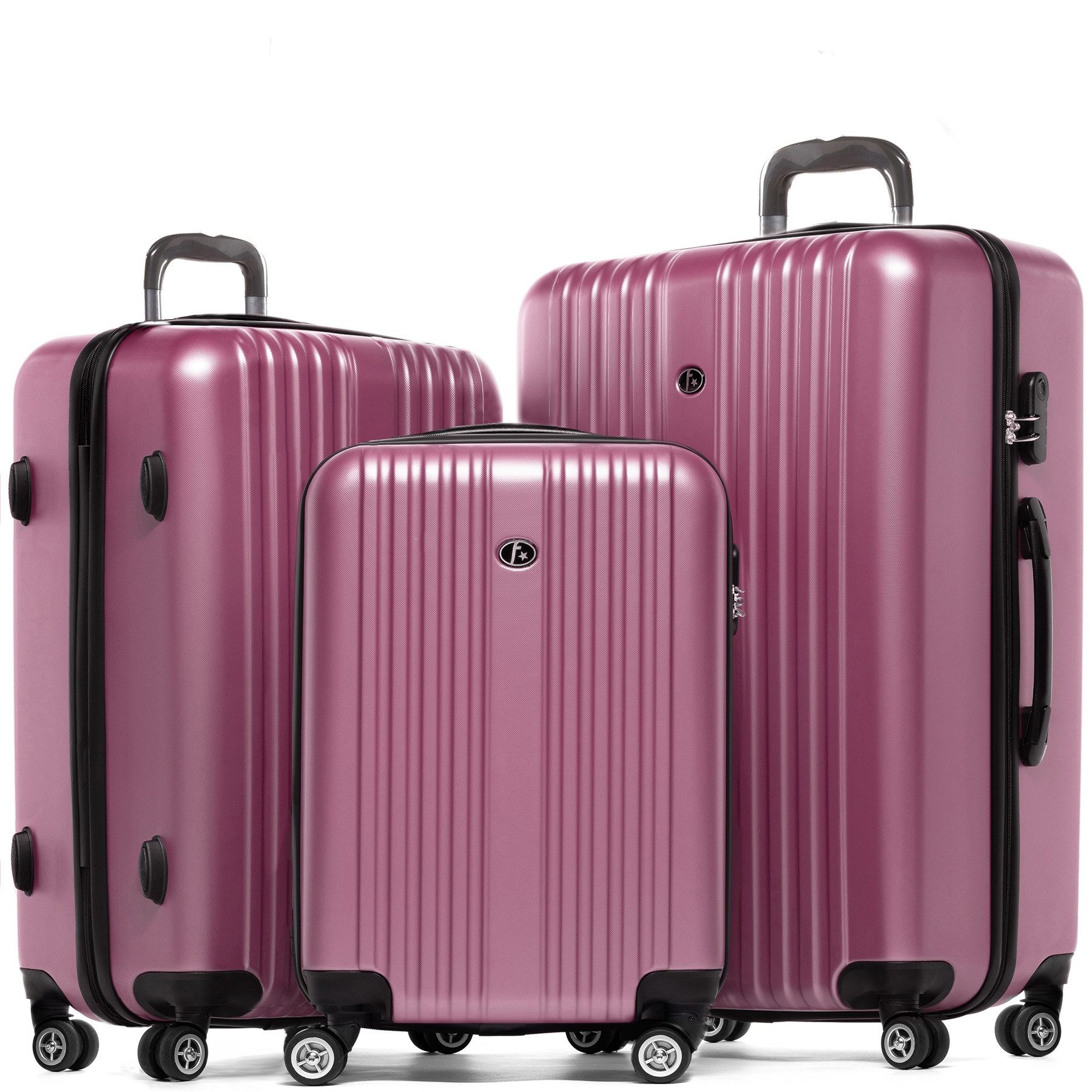 FERGÉ Kofferset Hartschale 3 teilig Koffer Set TOULOUSE, 4 Rollen, (3er Kofferset stabil und leicht mit Zahlenschloß, 3 tlg., Hartschalen-Trolley Set 3 Größen Handgepäck Koffer M XL), Hartschale Trolley Set, 4 Rollen, Premium Reisekoffer, Zahlenschloss