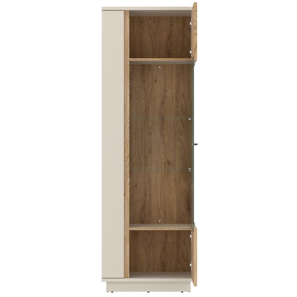 Lomadox Vitrine MOLINA-129 Wohnzimmerschrank 62 cm breit in Eiche & kaschmir mit Softclose