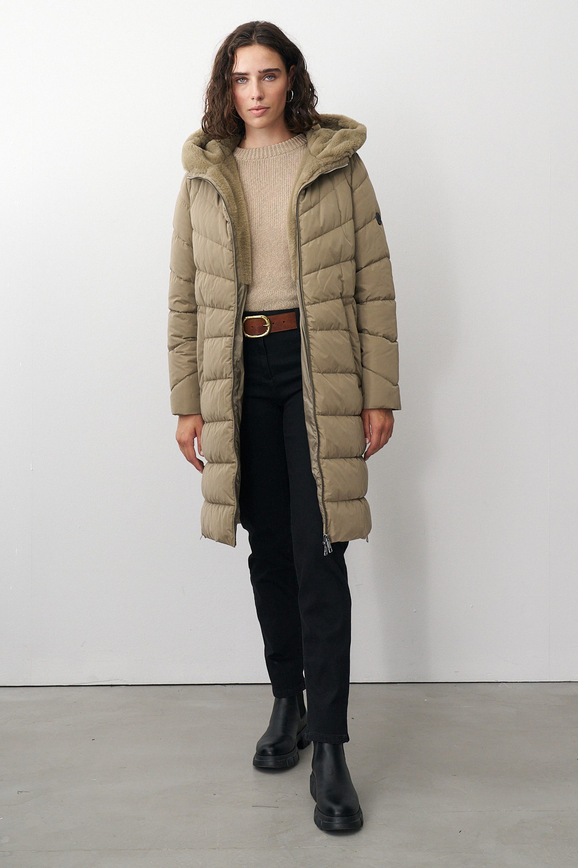 Barbara Lebek Steppmantel Wintermantel oder Damenmantel mit seitlichen Reißverschlüssen