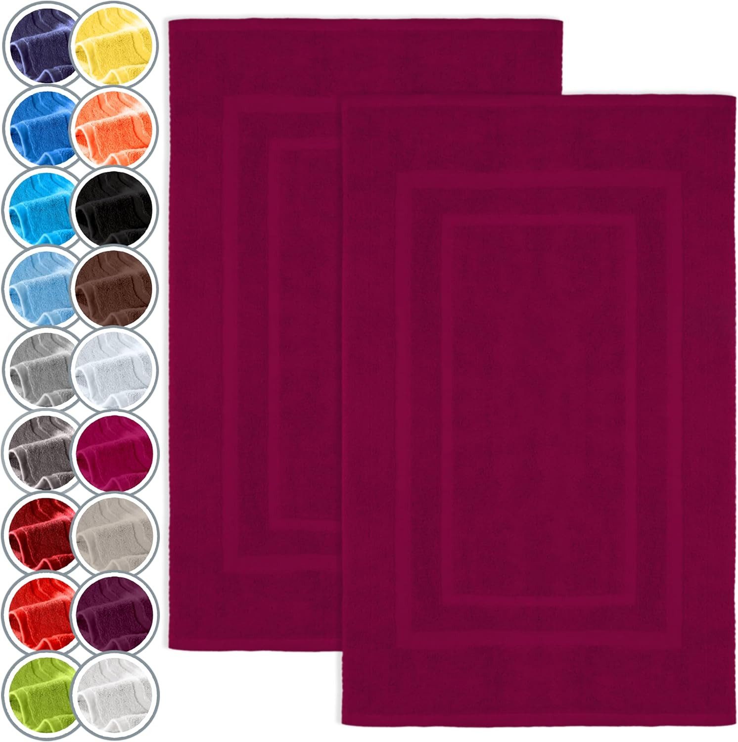 NatureMark Badematte 2er-Set Badvorleger 50x80cm, strapazierfähig, Baumwolle, rechteckig, Badematte 2-tlg., Duschmatte Duschvorleger, Premium Qualität, 50x80cm, Pink