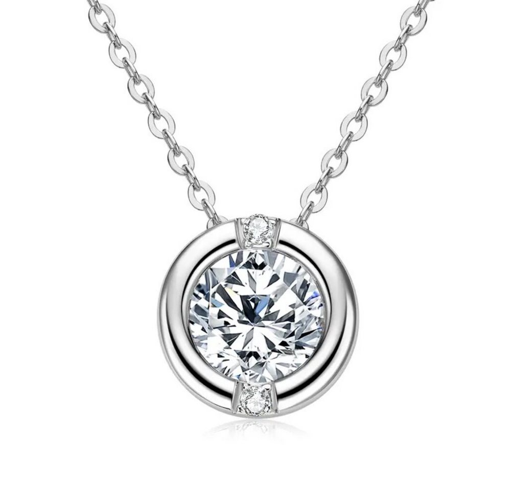 ROUGEMONT Silberkette Funkelnde Moissanit Halskette 1,0ct 925 Silber +Zertifikat, Echtschmuck mit Echtheitszertifikat
