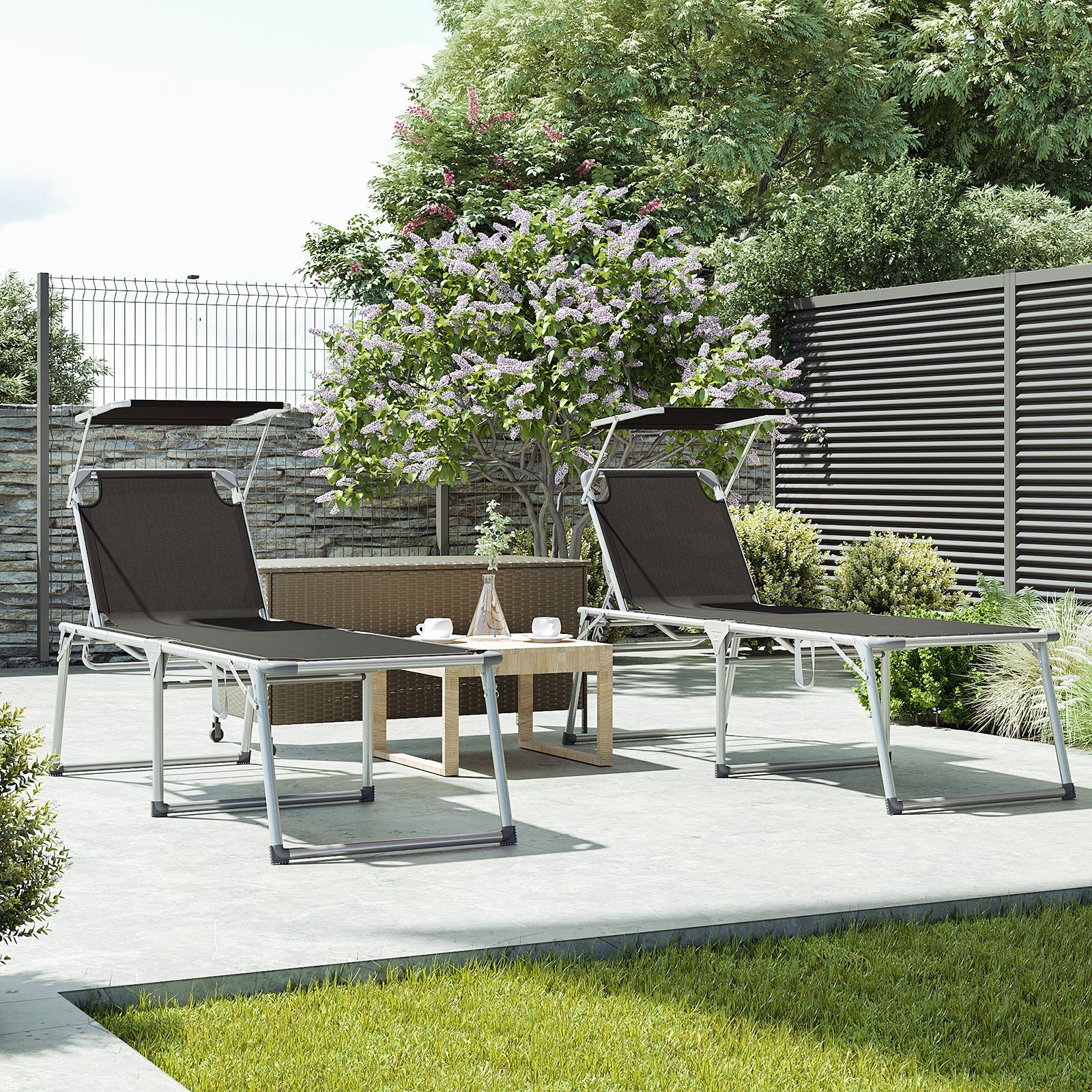 SONGMICS Gartenliege »GCB26«, Sonnenliege Liegestuhl mit Sonnendach
