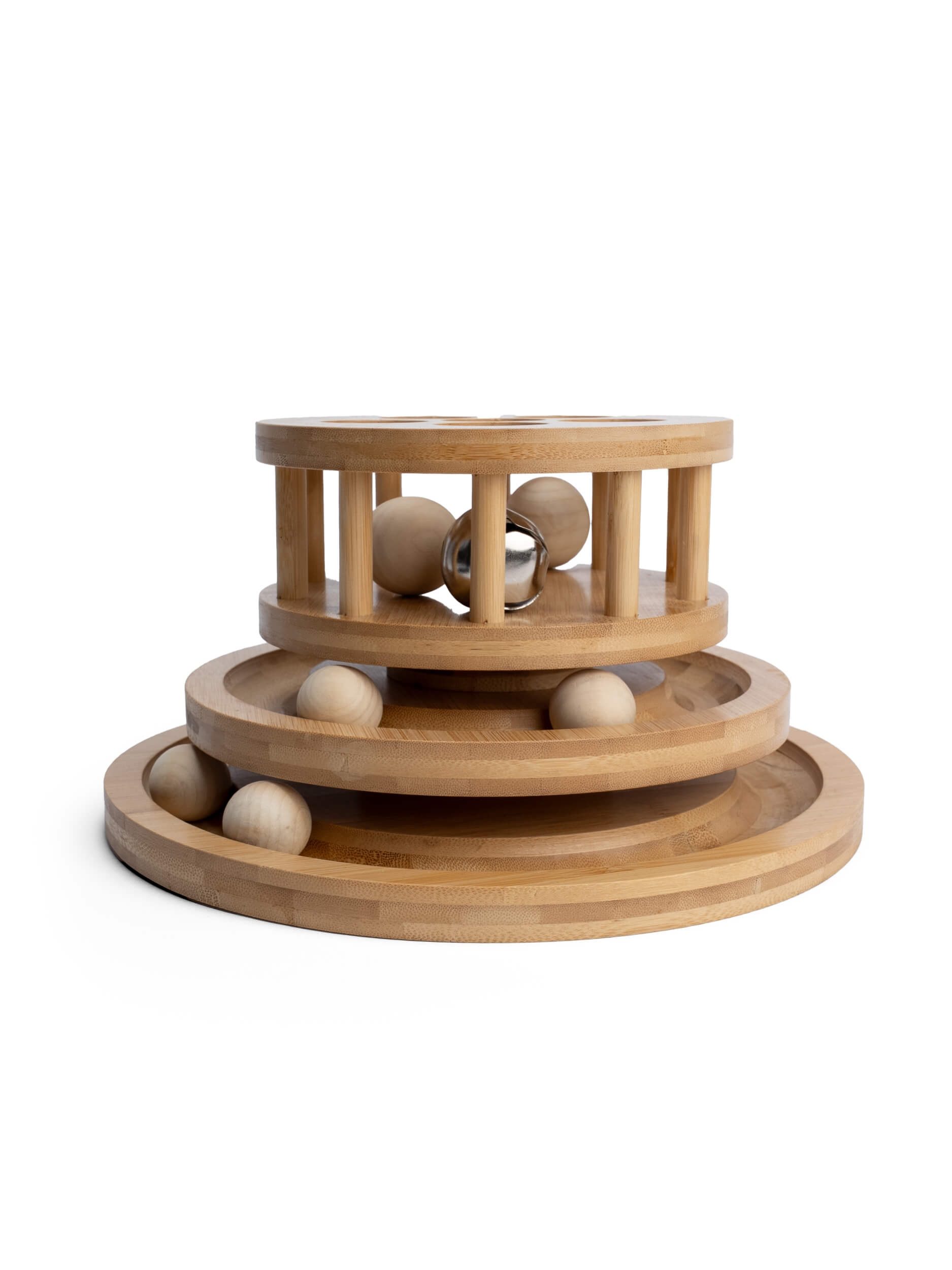TrendPet Tier-Beschäftigungsspielzeug Minka Tower Bambus Katzenspielzeug, Robustes Spielzeug aus Bambus