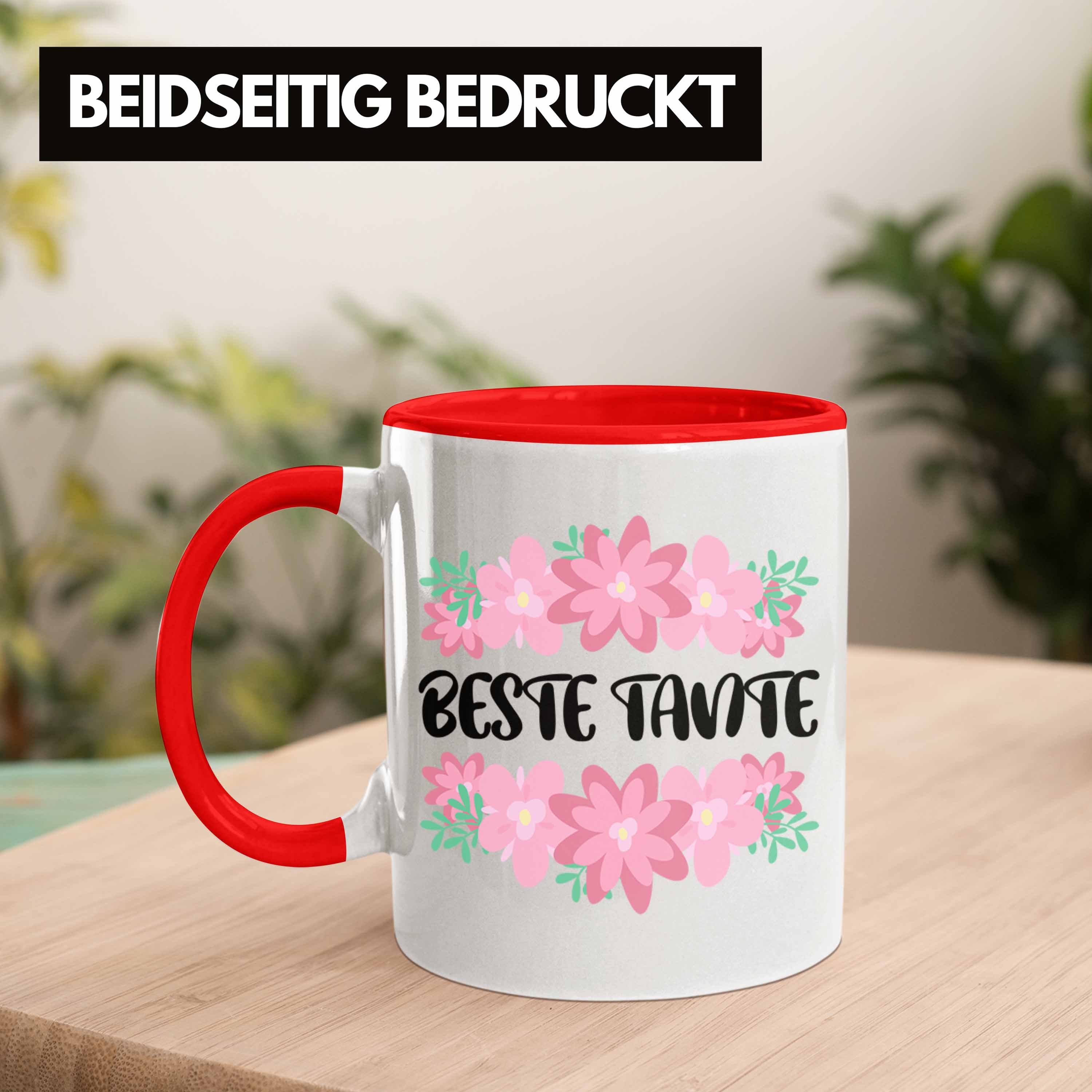Trendation Tasse Trendation Rot Beste Tasse - Spruch Tante - Beste Lustig - Tante Lieblingstante Geschenkidee Geschenk Kaffeetasse