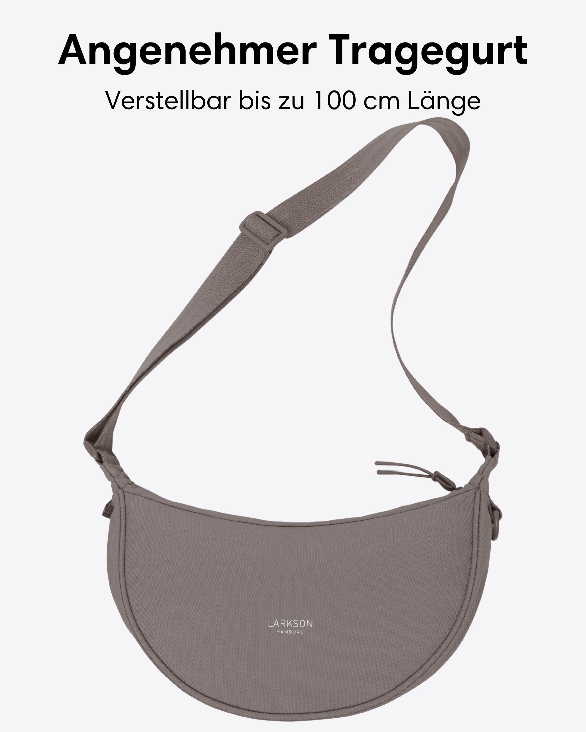 LARKSON Umhängetasche Solveig Medium Halbmondtasche für Damen und Herren, Stylische Crossbody Bag in Halbmond Form