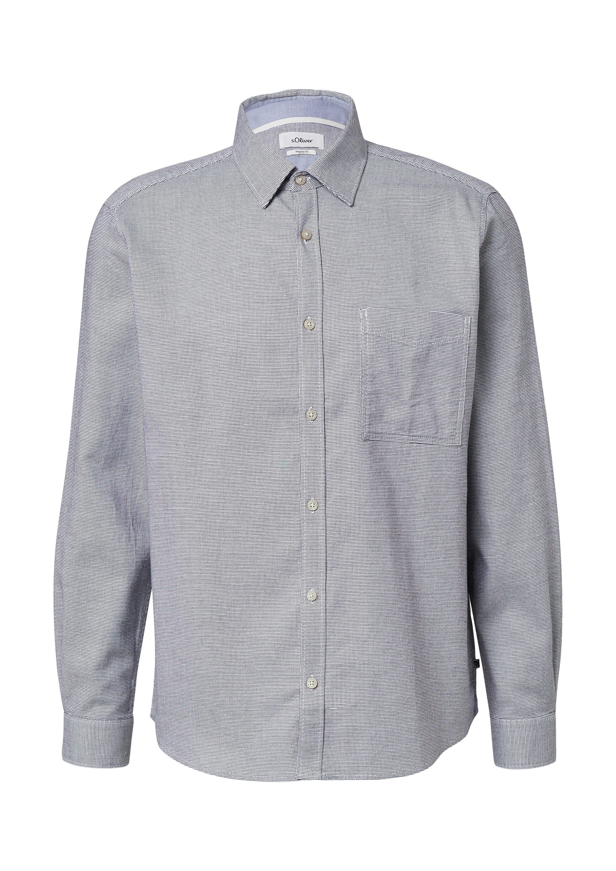 s.Oliver Langarmhemd Hemd Regular Fit: Gemustertes Langarmhemd mit Brusttas günstig online kaufen