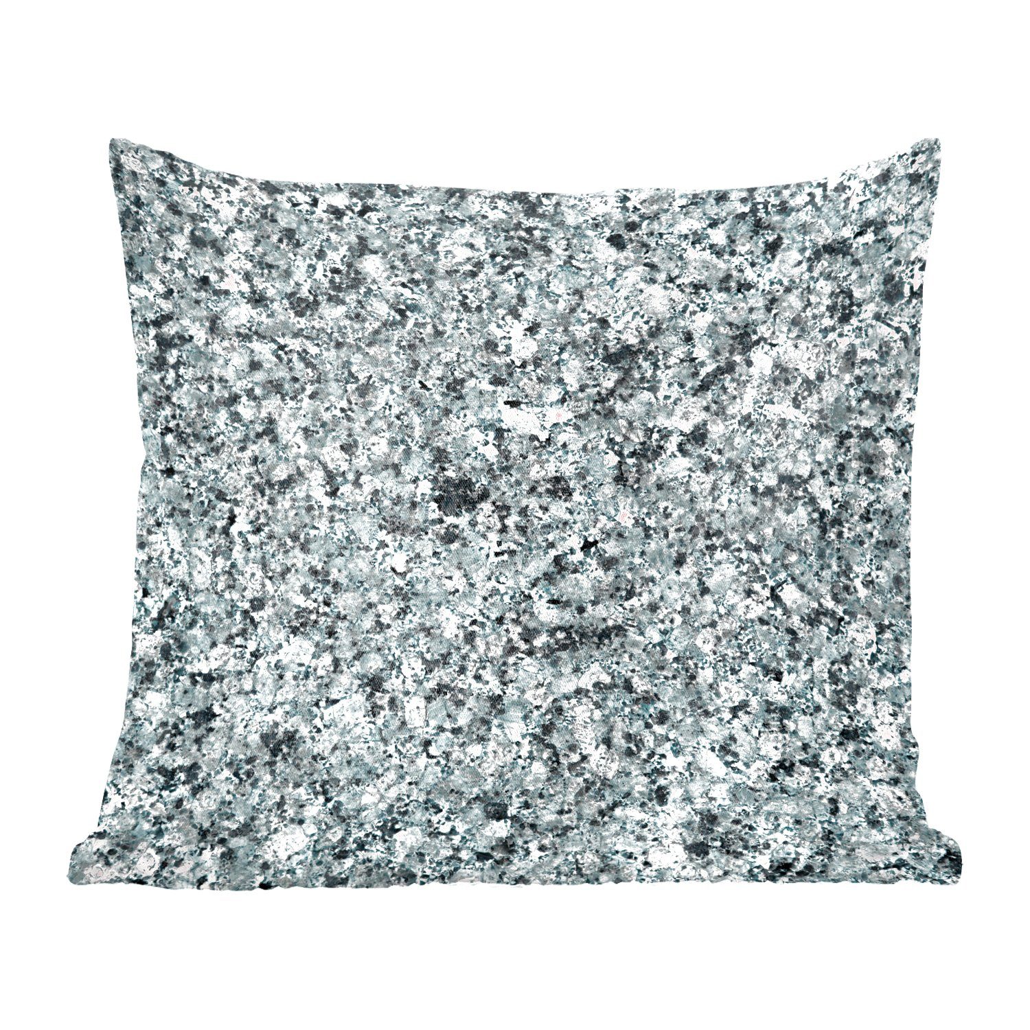 Blau - Dekokissen Deko, mit Schlafzimmer, für Sofakissen Kristall, - Wohzimmer, Füllung MuchoWow Granit Zierkissen - Schwarz