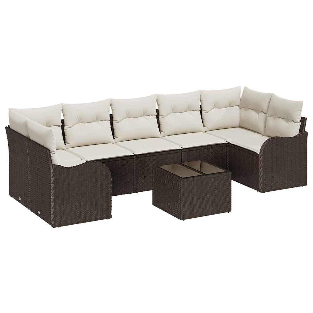 vidaXL Loungesofa Gartensofa-set Braun 55 x 55 x 37 cm Poly-Rattan, 8 Teile