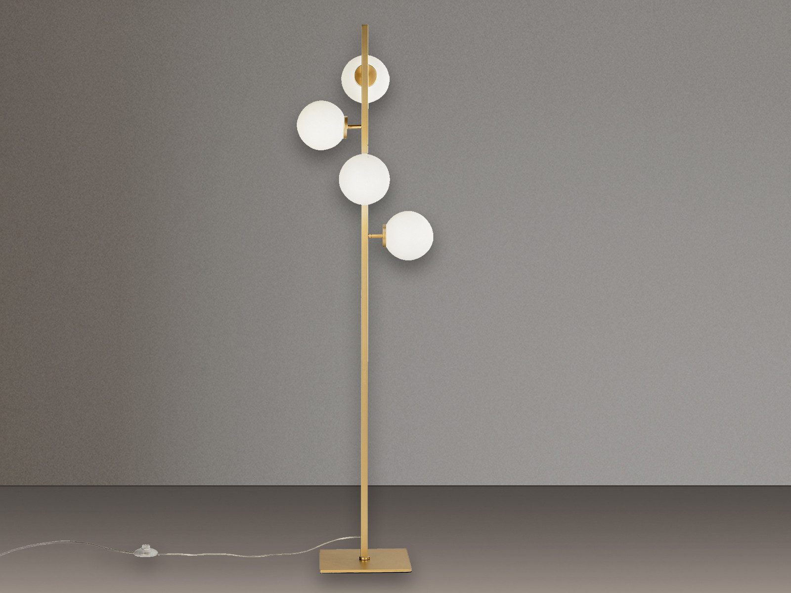 Luce Ambiente Design LED Stehlampe mit Glas-Kugel Lampenschirm Höhe 150cm, Dimmfunktion, LED wechselbar, Warmweiß, ausgefallen-e Stehleuchte Wohnzimmer Lampe stehend mit Leuchtmitteln