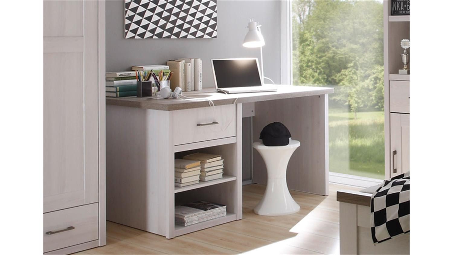 Bega Consult Schreibtisch Schreibtisch Luca Pinie weiß und Trüffel