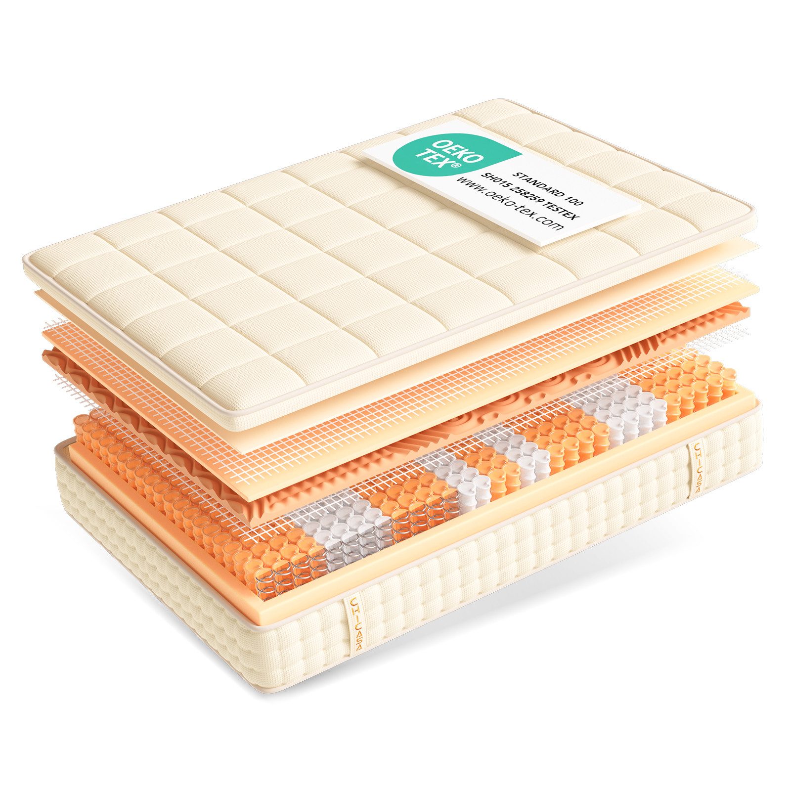 Taschenfederkernmatratze 9-Zonen Luxus-Hybridmatratze mit Visco-Memory-Schaum, CHICASA, 25 cm hoch, (Weich und anschmiegsam, atmungsaktiv, Orthopädisches Design), gezielte Unterstützung für Taille, Zertifizierte Qualität