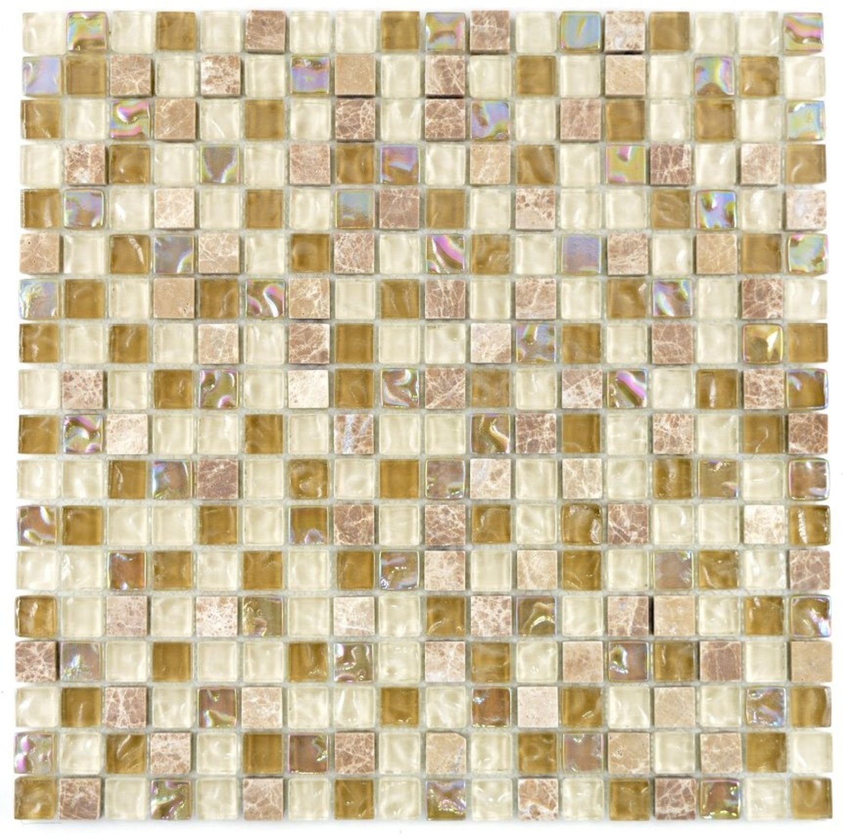 Glasmosaik Mosani beige goldbraun hellbraun Naturstein Mosaikfliesen Mosaikfliese