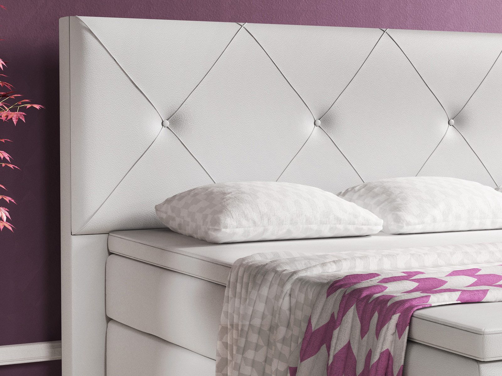 inter Boxspringbett Oxford 180x200 cm inkl. Topper mit 7 Zonen Taschenfederkernmatratze (Boxspringbett, Schlafbett inkl.Kopfteil mit Matratzen und Topper), SOFORT LIEFERBAR