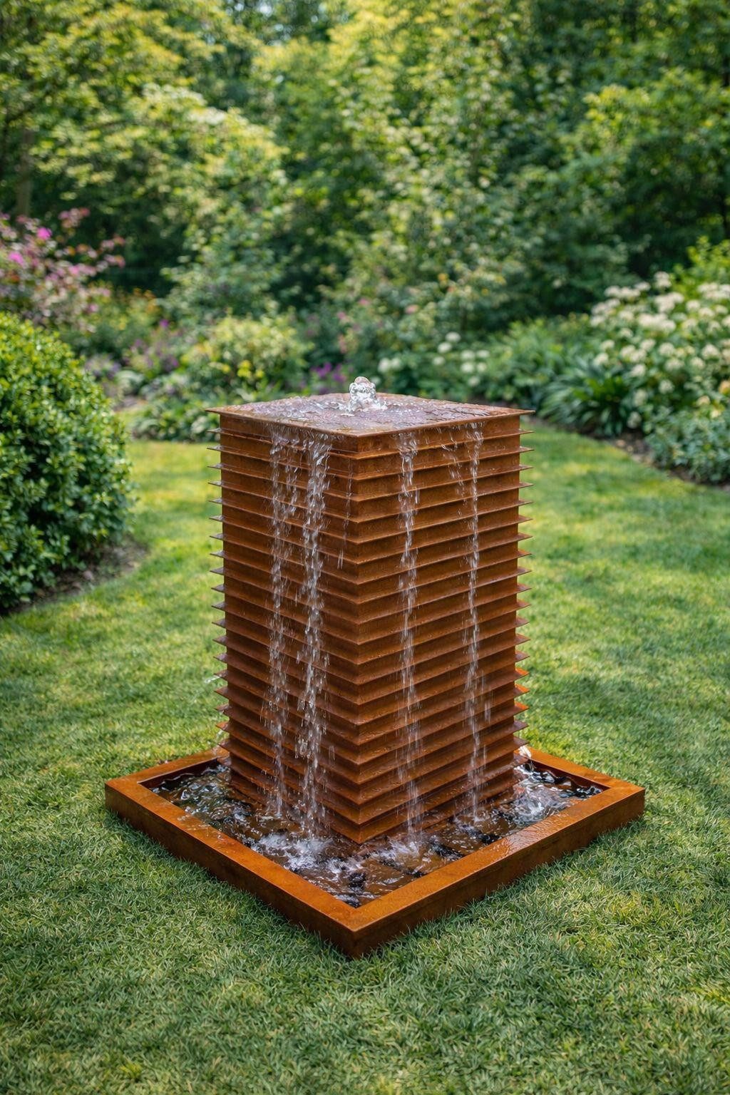 ESTEXO Gartenbrunnen Cortenstahl Säulen-Springbrunnen Zierbrunnen Edelrost Brunnen