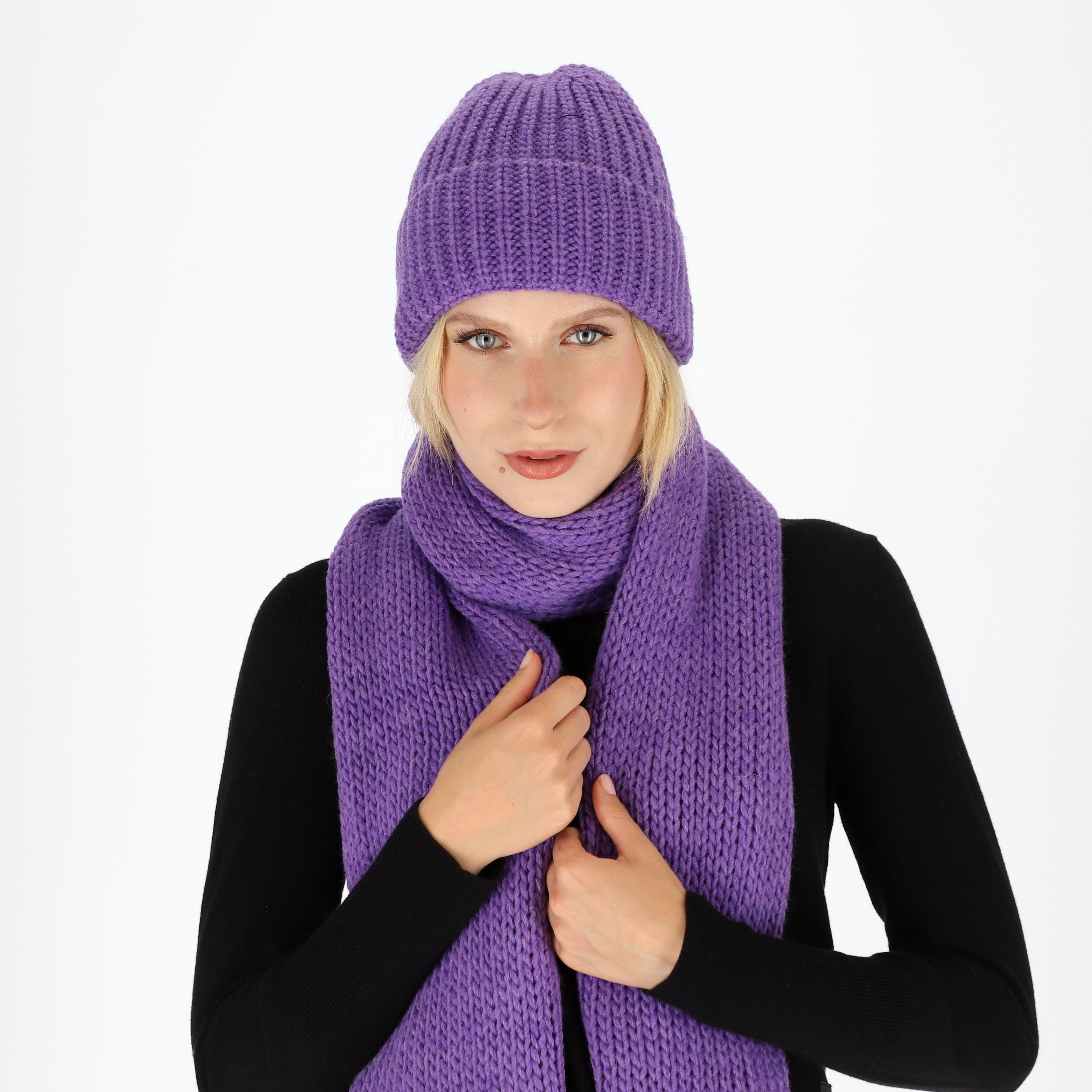 halsüberkopf Accessoires Strickmütze Grobstrickmütze mit breitem günstig online kaufen