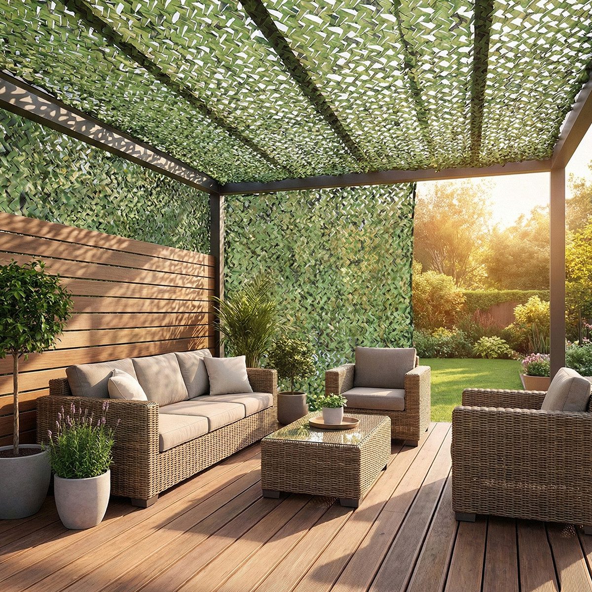 Lapalife Sonnensegel Tarnnetz Camouflage Netz 3D Blattmuster, UV-beständig Sonnenschutz, Reißfest verstärkt & geräuscharm, für Jagd Fotografie Garten Party