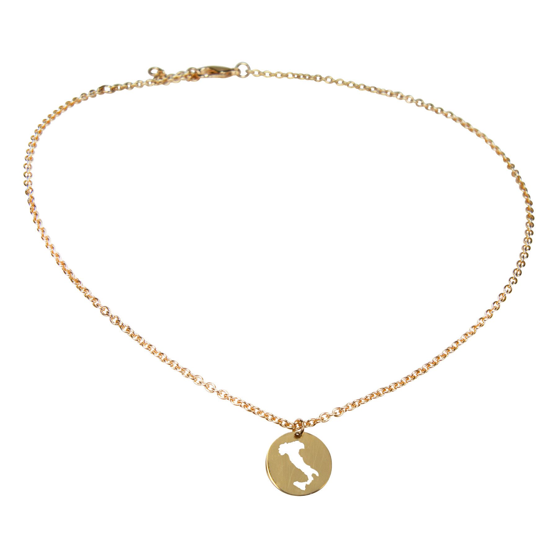 DAHEIM Kette mit Anhänger Halskette Italien (vergoldet), - filigrane Kette des italienischen Stiefels für Damen und Frauen, Hei – Bild 3 von 5