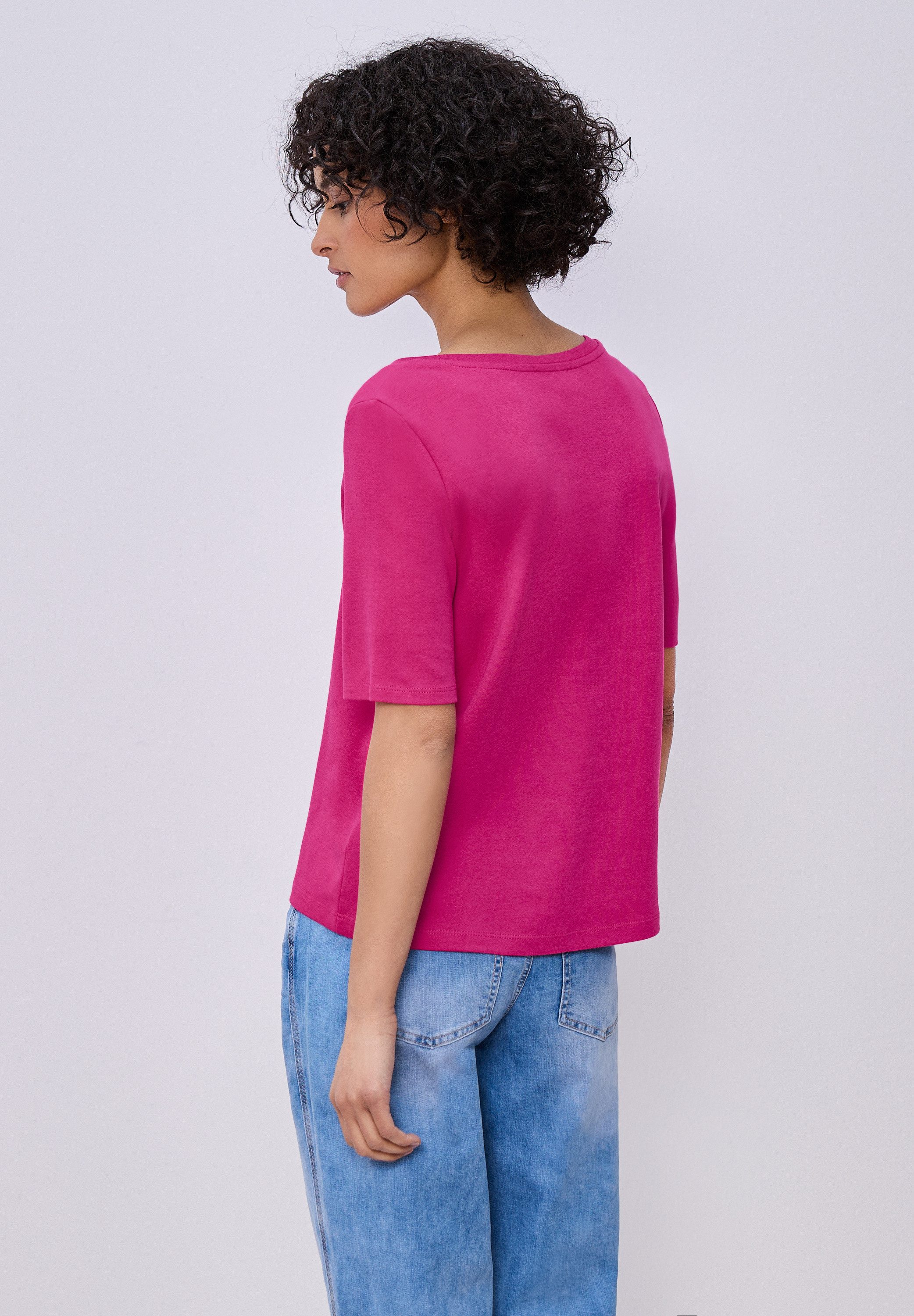 STREET ONE V-Shirt aus reiner Baumwolle