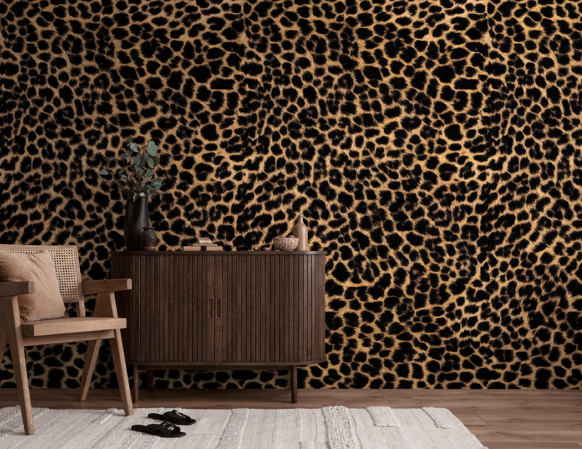 living walls Fototapete The Wall 4 Eyecatcher – Luxuriöses Leopardenmuster Vlies-Fototapete, leicht strukturiert, matt, animal print, Motiv, (1 St), Luxuriöses Leopardenmuster mit ausdrucksstarker Wirkung