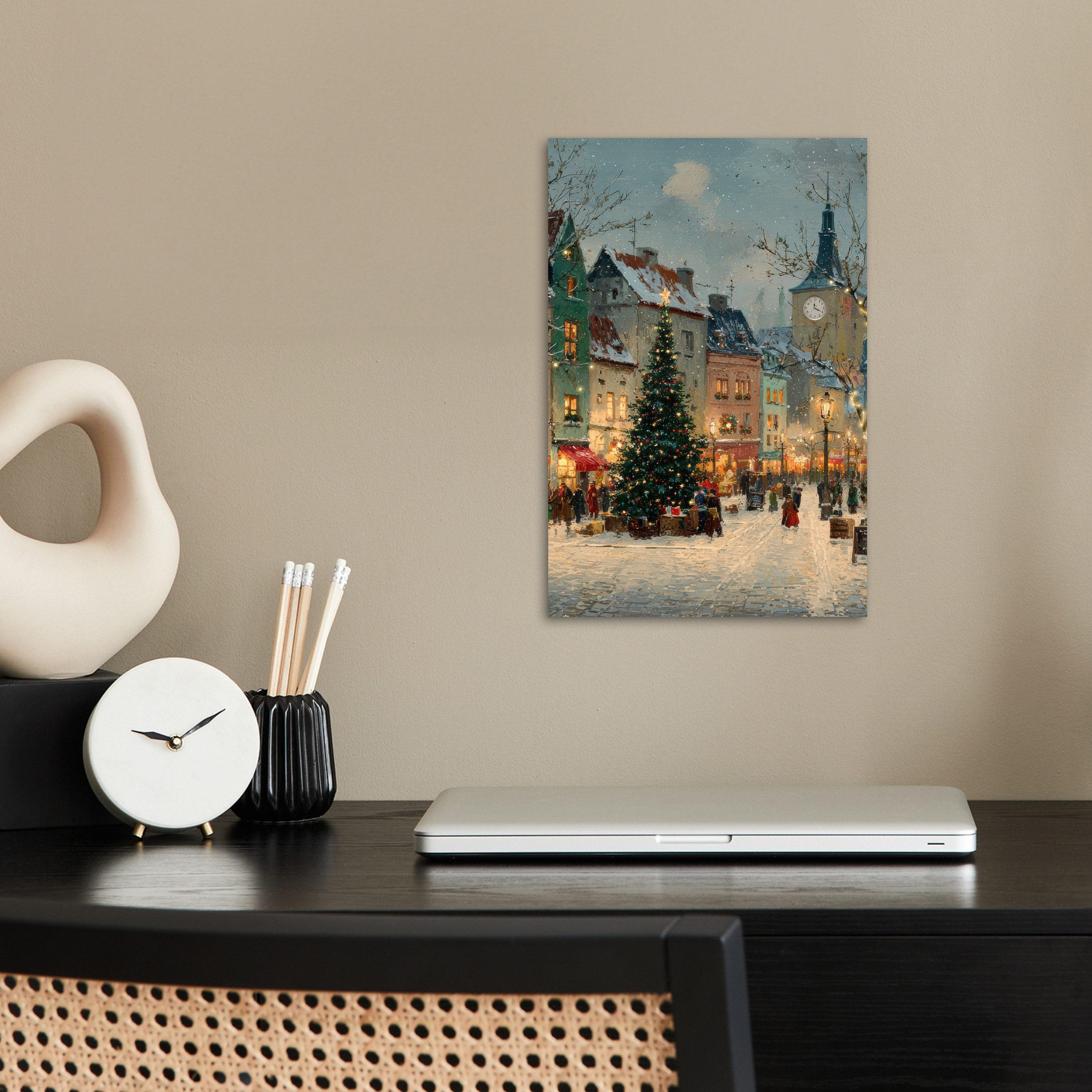 MuchoWow Poster Weihnachtliche Atmosphäre - City Square - Farbenfroh, (1 St günstig online kaufen