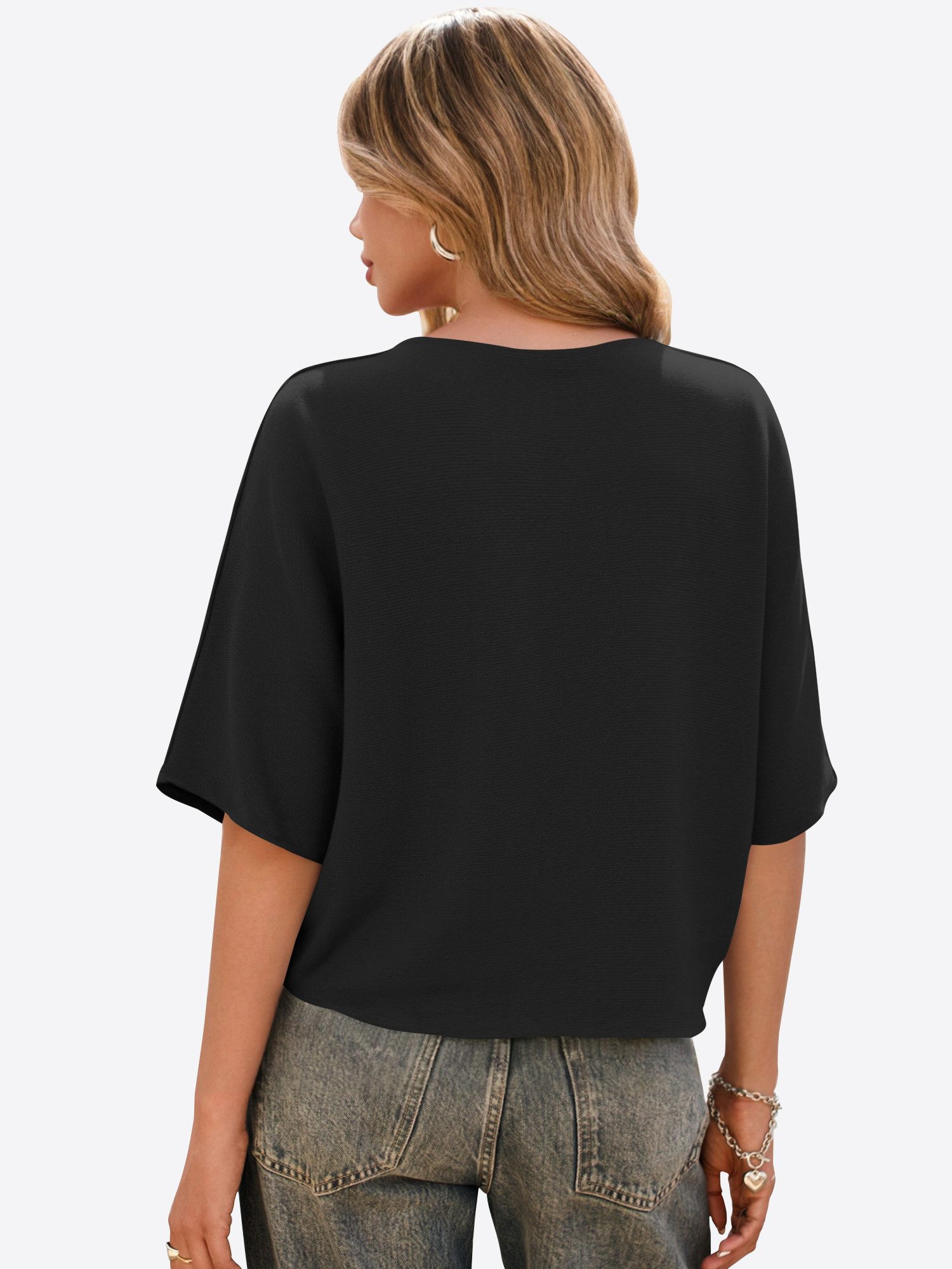 Imily Bela Strickpullover Damen Kurzarm Pullover locker geschnitten (Packun günstig online kaufen