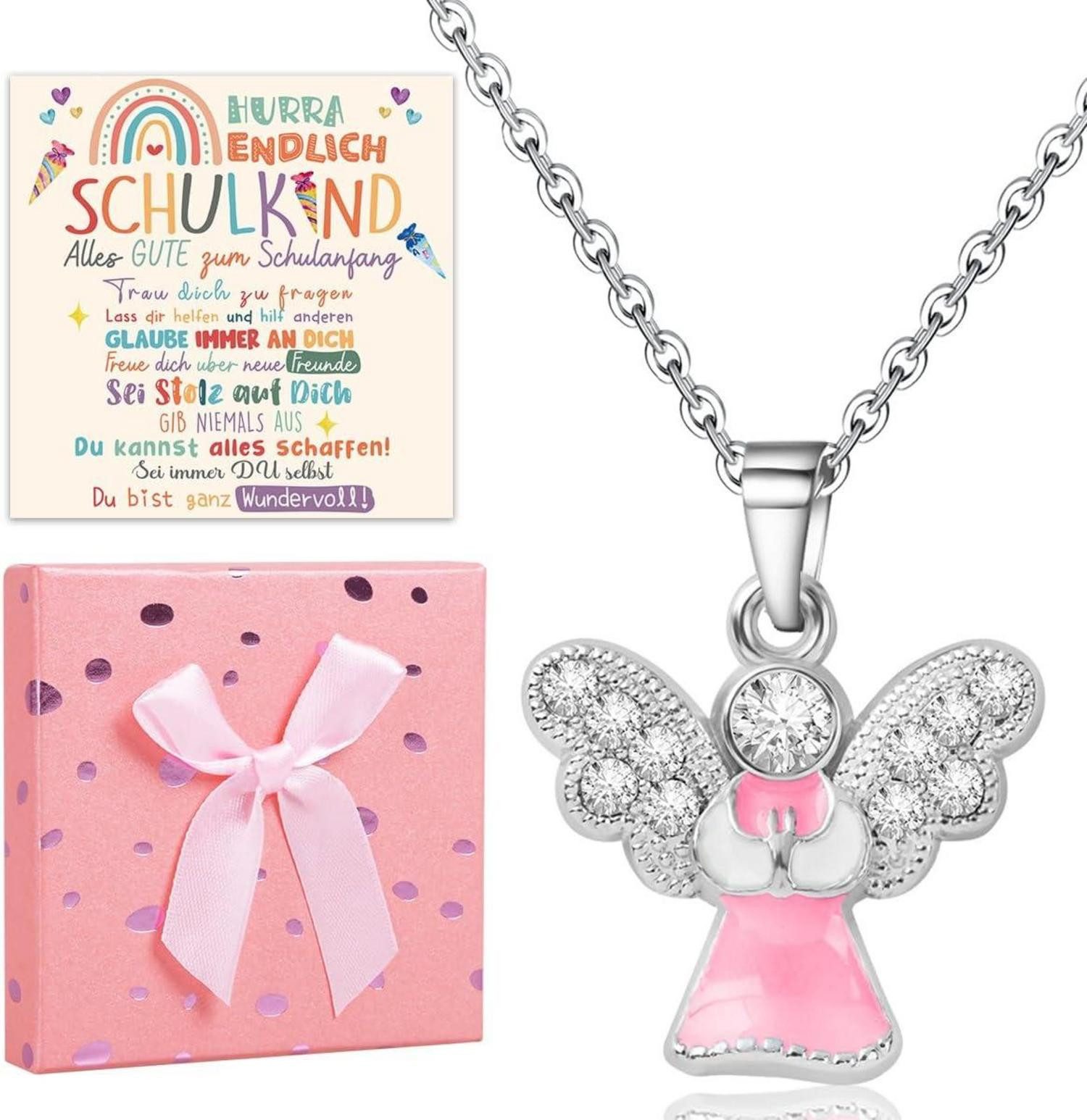 Hängedekoration Einschulung Geschenk Mädchen Schutzengel Halskette Schulanfang