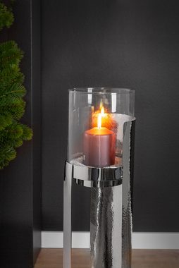 Fink Windlicht MANIAC (1 St), Kerzenhalter, Säule aus Edelstahl, mit Glaszylinder