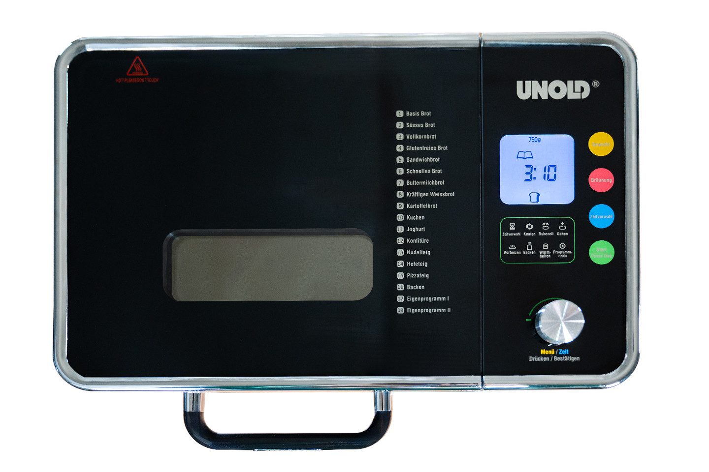 Unold Brotbackautomat BackProfi Nussspender inkl. Rezeptheft 68476, 600 W, 18 Programme, integrierter Spender für automatische Zugabe von Zutaten
