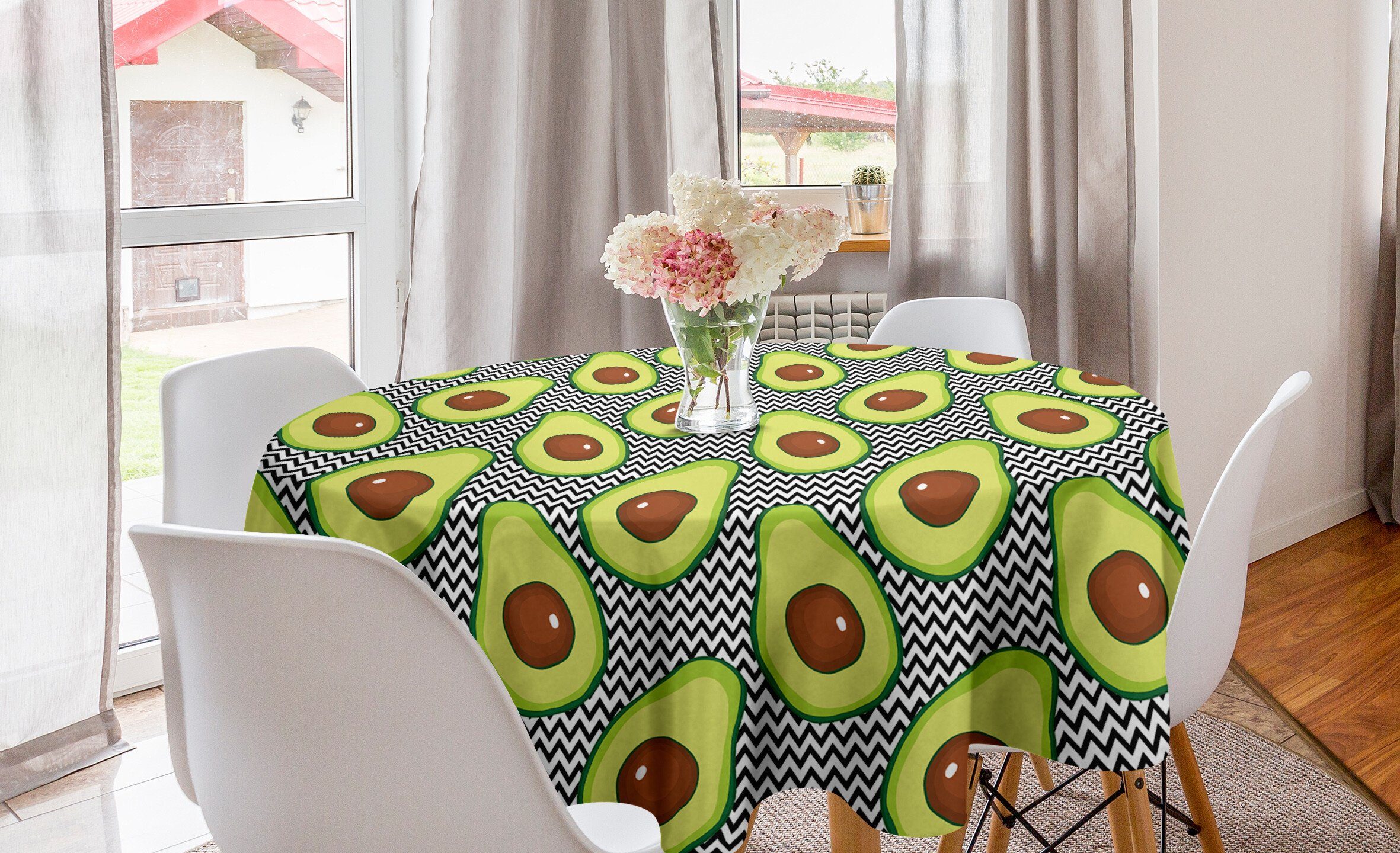 Abakuhaus Tischdecke Kreis Tischdecke Abdeckung für Esszimmer Küche Dekoration, Avocado Köstliche vegane Lebensmittel