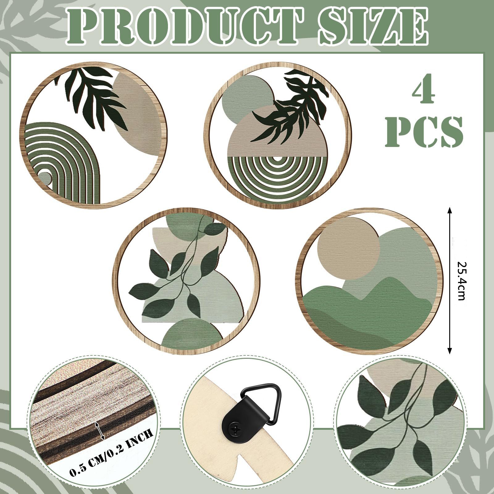 Coonoor Poster 4 Stück Boho Holz-Wandkunst Hängend Wanddekoration, (4 St), günstig online kaufen