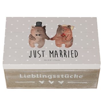 Mr. & Mrs. Panda Dekokiste Bär Heirat - Grau Pastell - Geschenk, Kiste, Truhe, Teddybär, Dekokis (1 St)