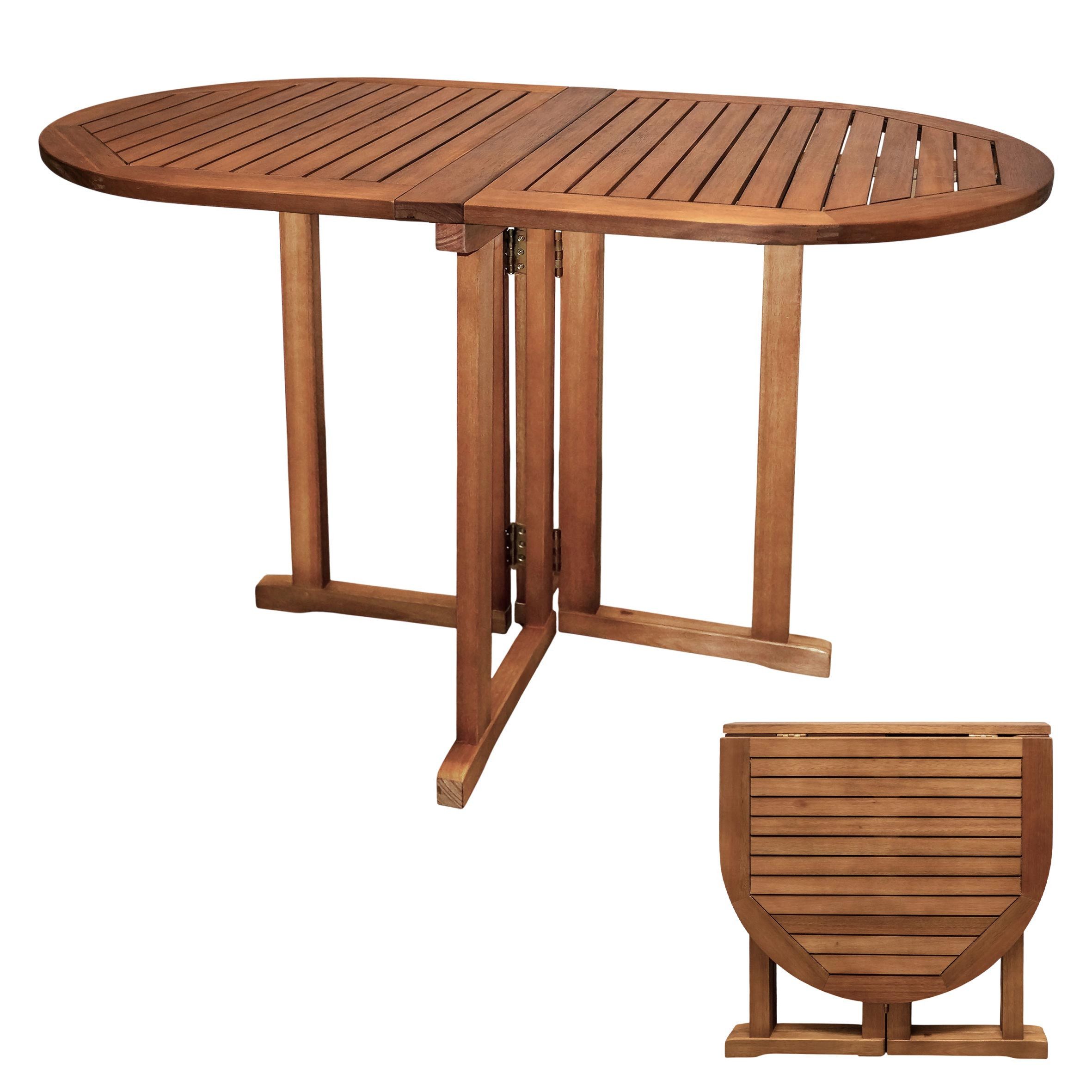 Spetebo Gartentisch Massivholz Gartentisch klappbar (oval, 1-St., 120 x 70 cm), Outdoor Eukalyptus Holz Esstisch geölt
