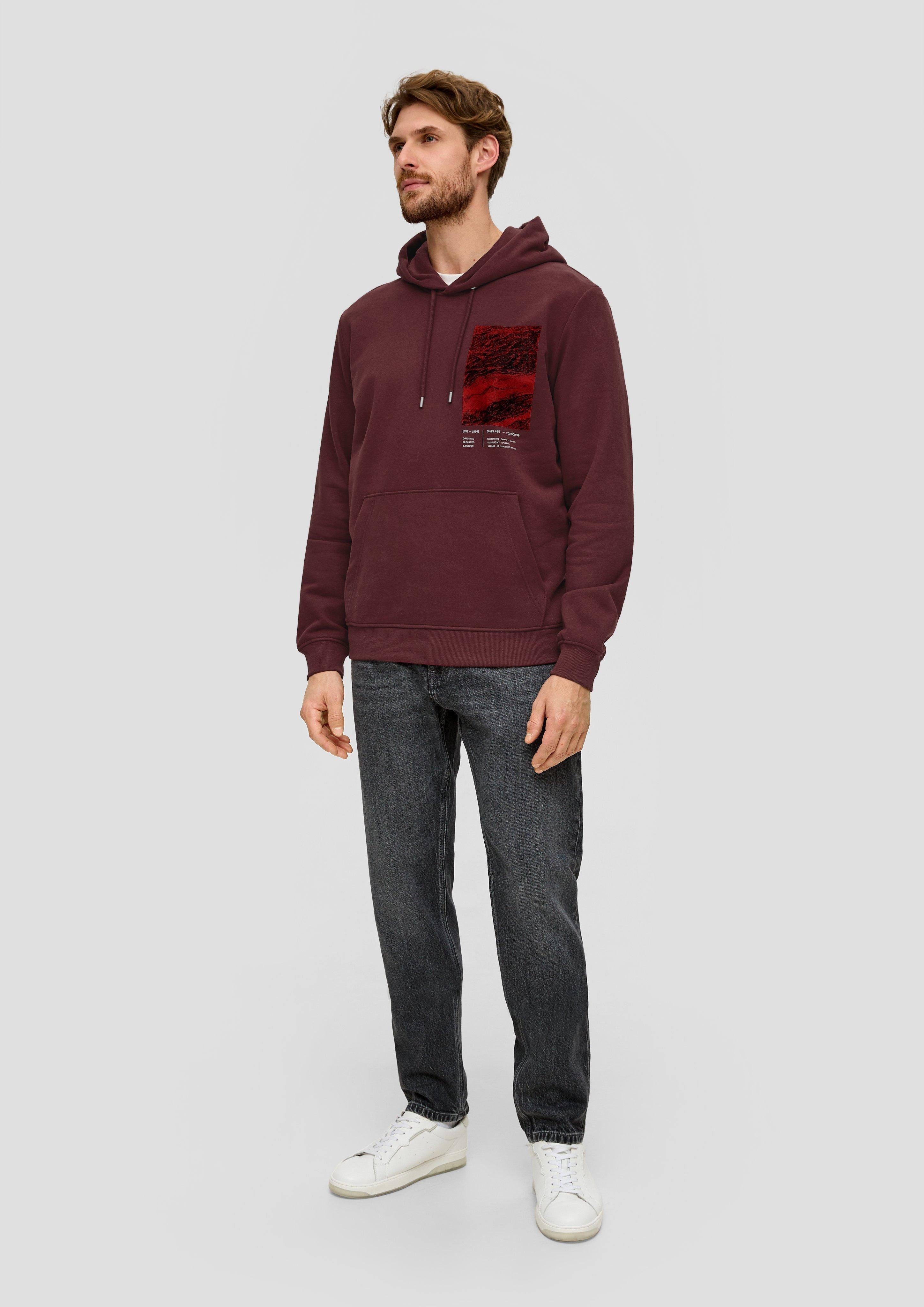 bordeaux Blende, Kapuzen-Sweatshirt s.Oliver mit Sweatshirt Frontprint Logo