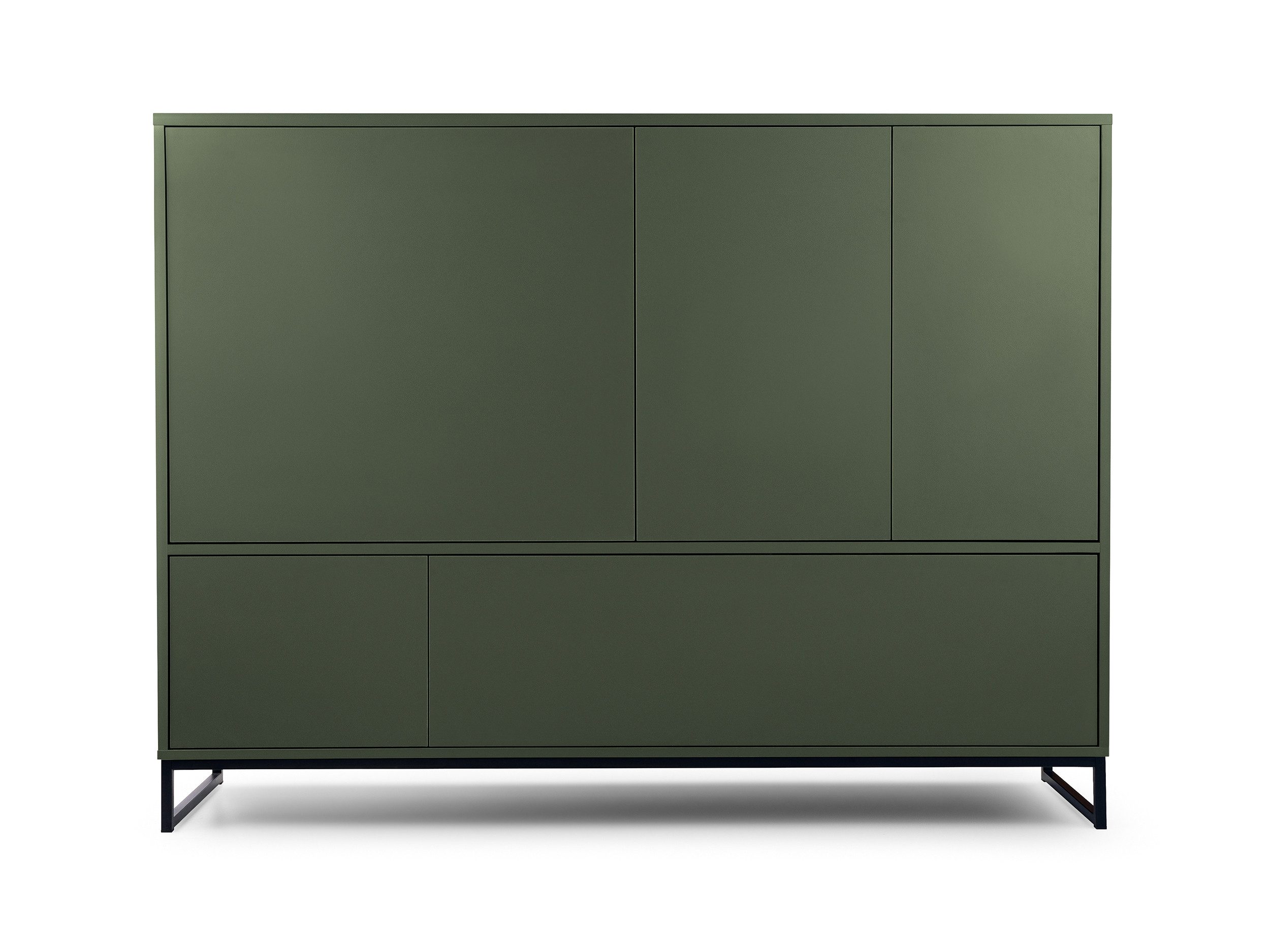 Beautysofa Kommode GIANA – elegante grifflos mit 5 Türen push‑to‑open (erhältlich in Sandbeige oder Flaschengrün), Breite: 160 cm
